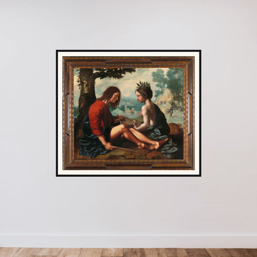 Allegory (Nature as the Nursemaid of Art) framed — shown to scale