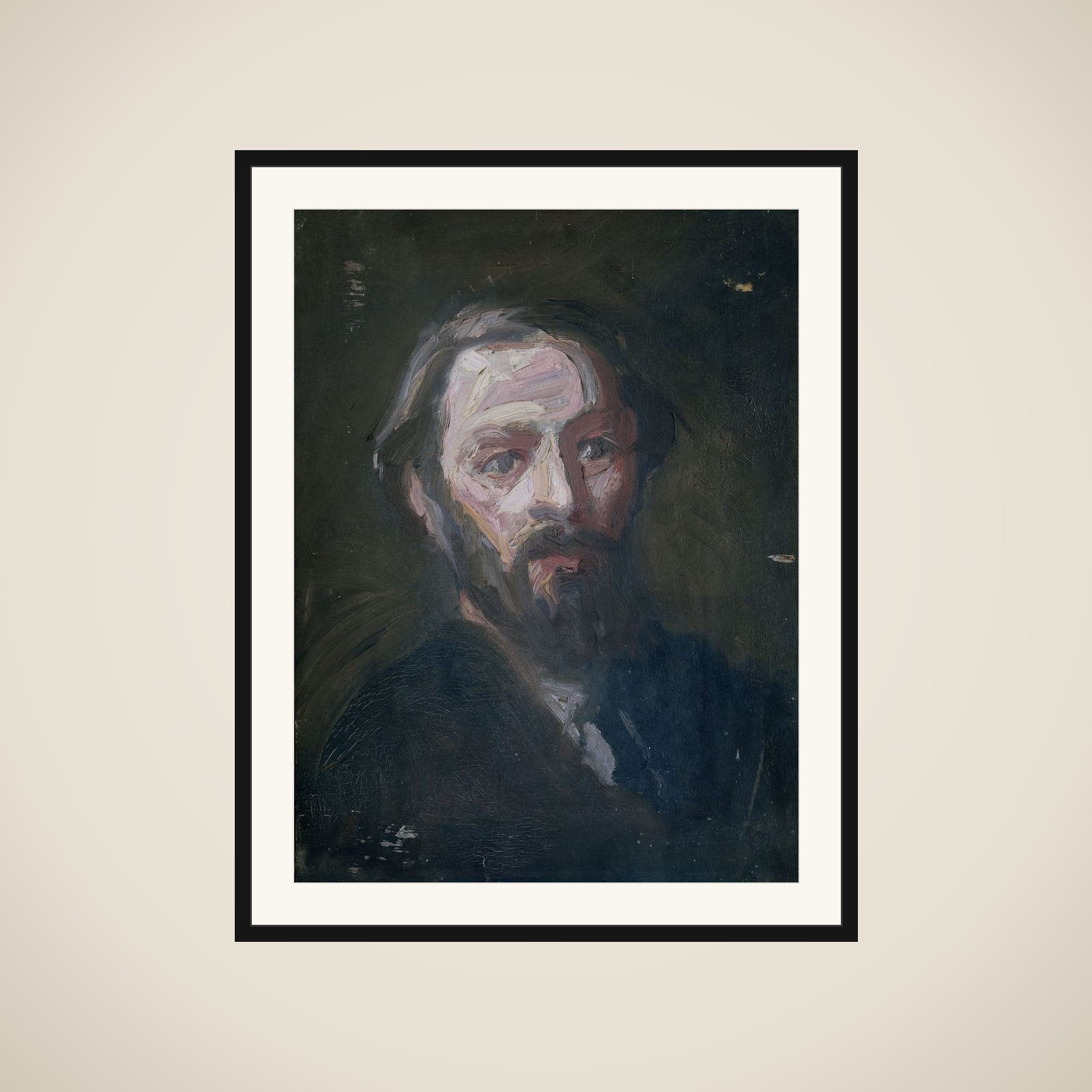 Portrait of de sculptor Pier Pander (1864-1919) framed