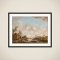 Landscape with Fishermen and Farmers Extracting Peat in a Marsh framed