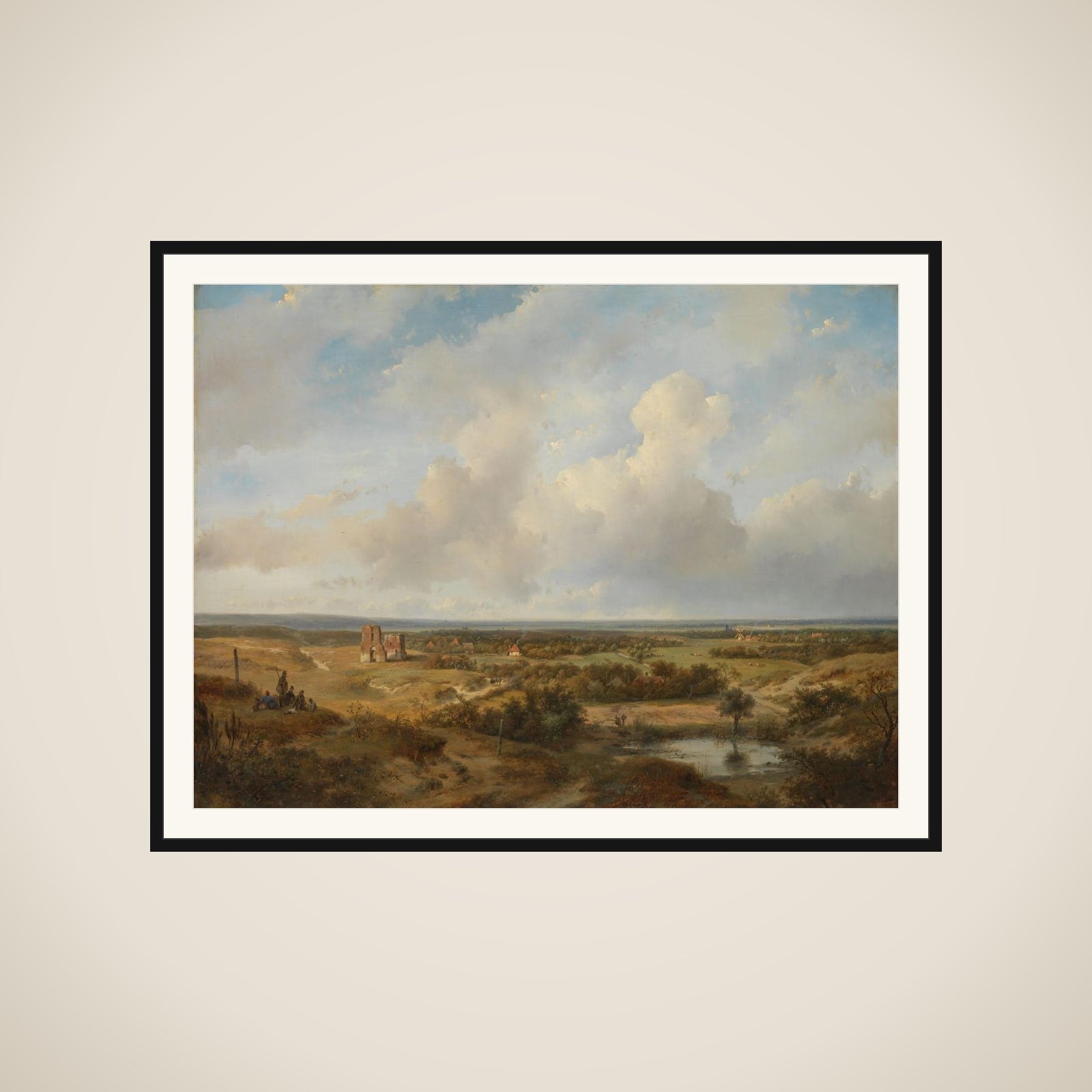 View of the Dunes with the Ruins of Brederode Castle near Santpoort framed