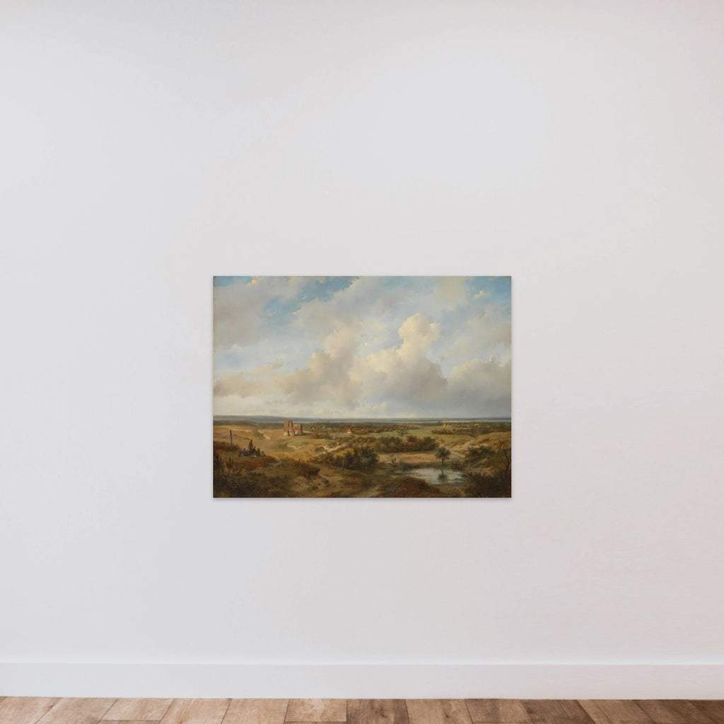 View of the Dunes with the Ruins of Brederode Castle near Santpoort unframed — shown to scale