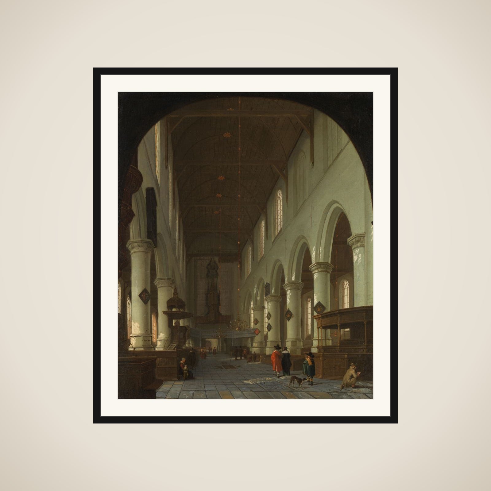 Interior of the Oude Kerk in Delft from the Choir toward the Portal framed