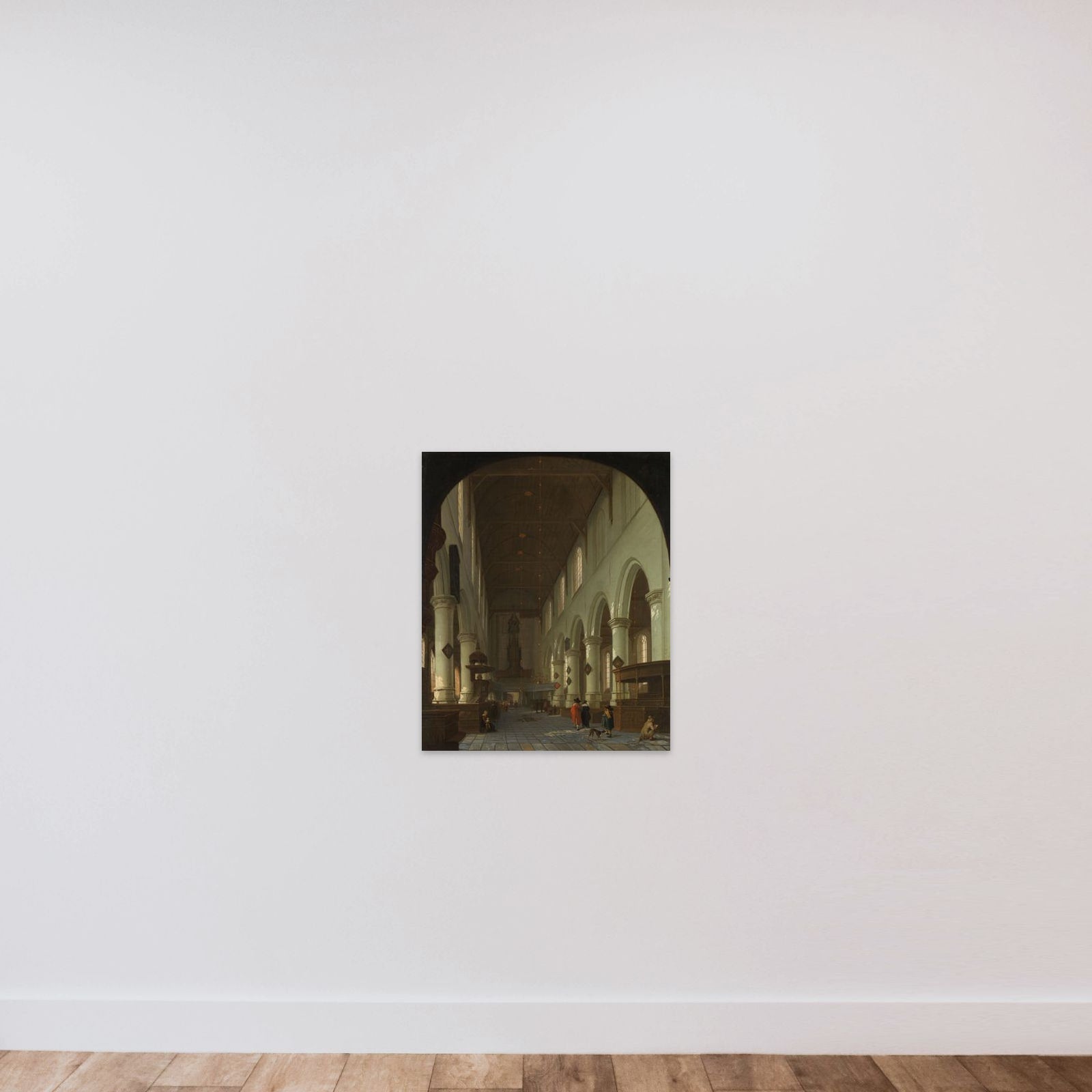 Interior of the Oude Kerk in Delft from the Choir toward the Portal unframed — shown to scale