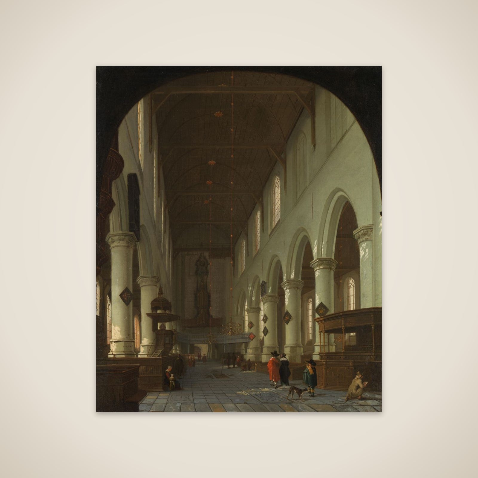 Interior of the Oude Kerk in Delft from the Choir toward the Portal unframed print