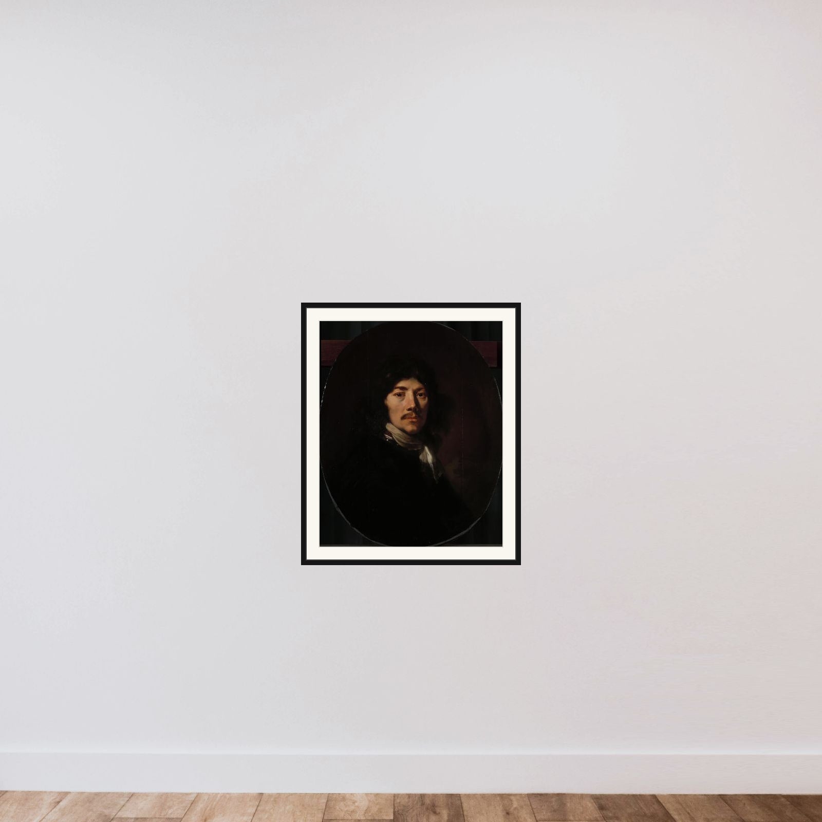 Bust of a Man with a Gorget, possibly a Self-Portrait framed — shown to scale