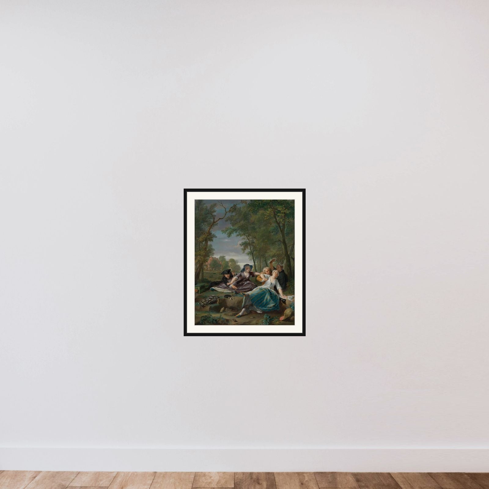 Genre Scene with Elegant Young Couples in a Landscape framed — shown to scale