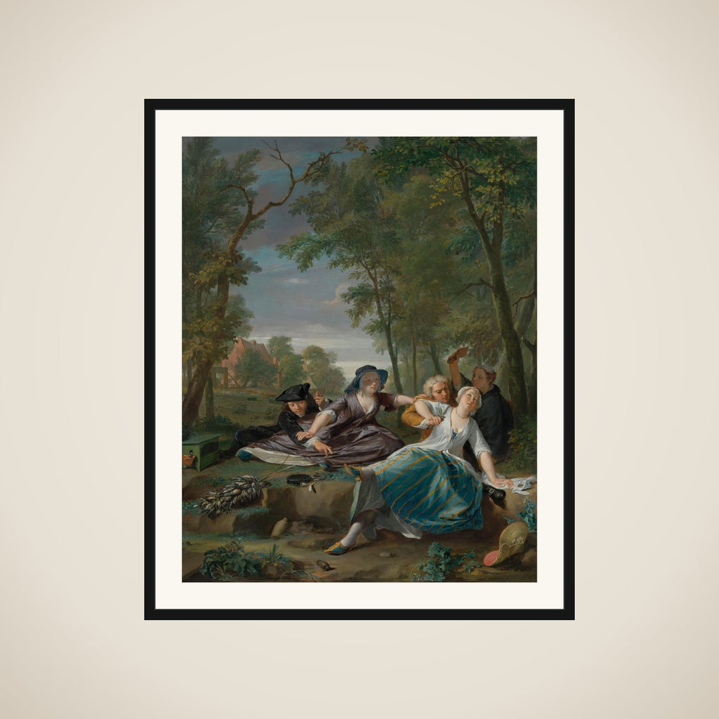 Genre Scene with Elegant Young Couples in a Landscape framed