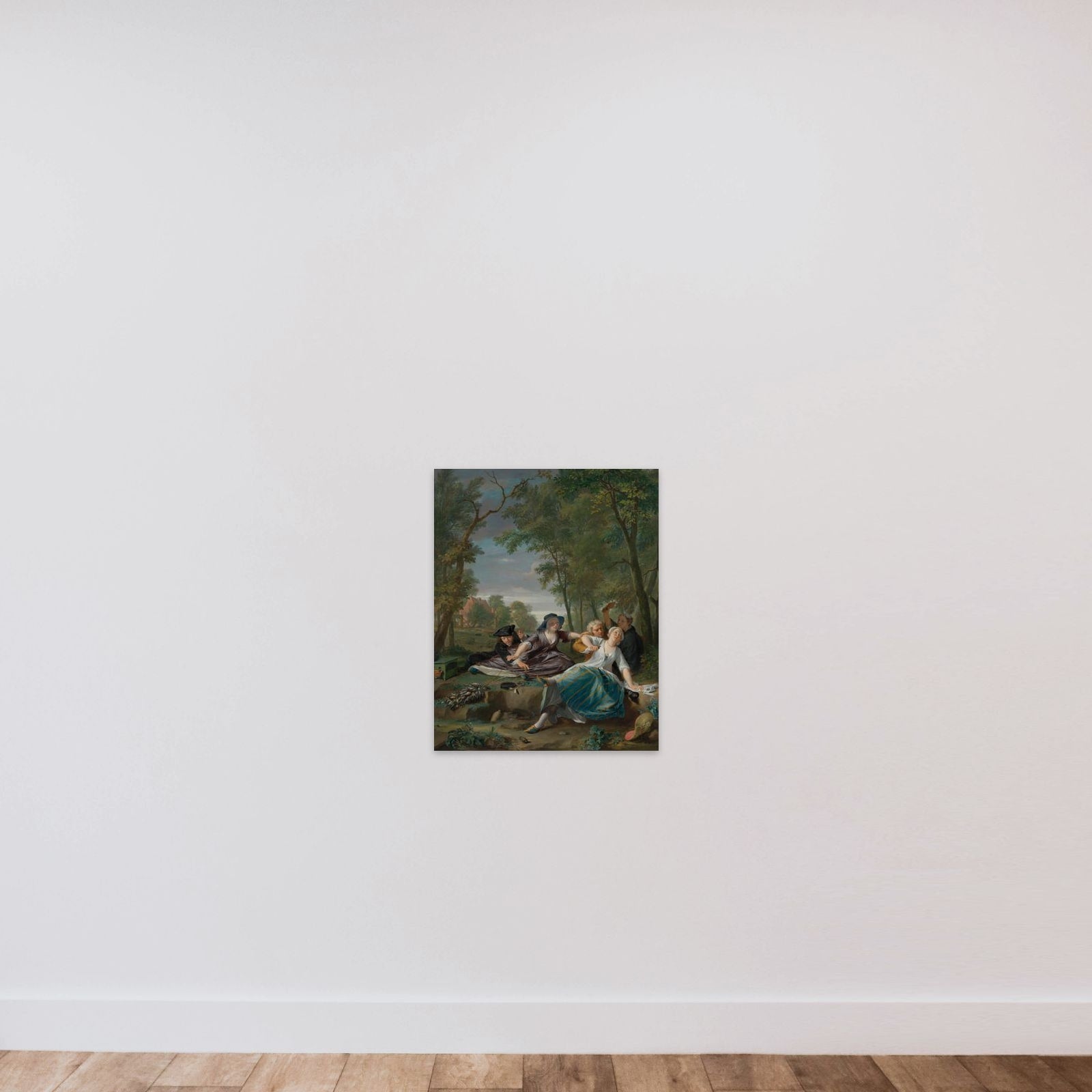 Genre Scene with Elegant Young Couples in a Landscape unframed — shown to scale