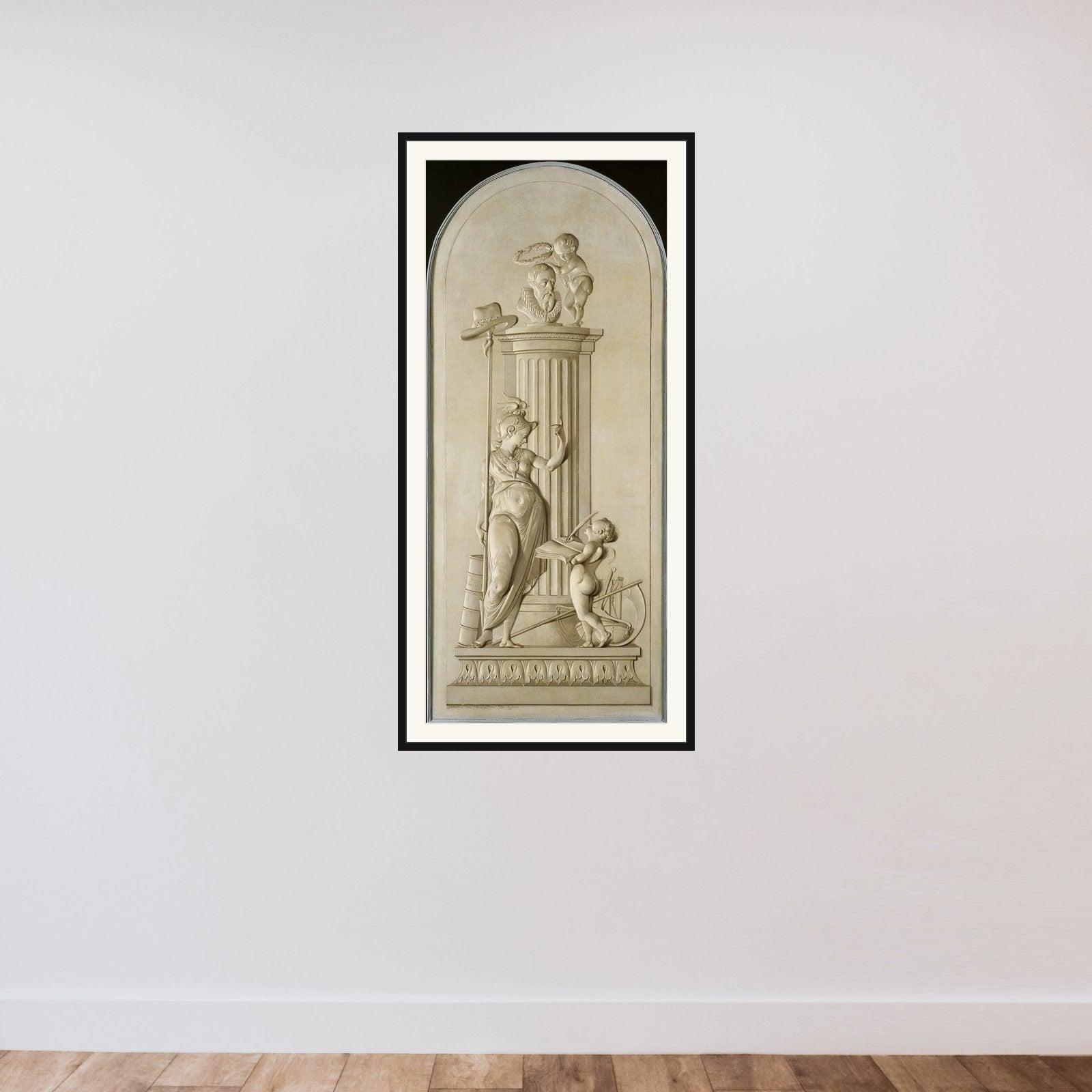 Allegory of Freedom framed — shown to scale