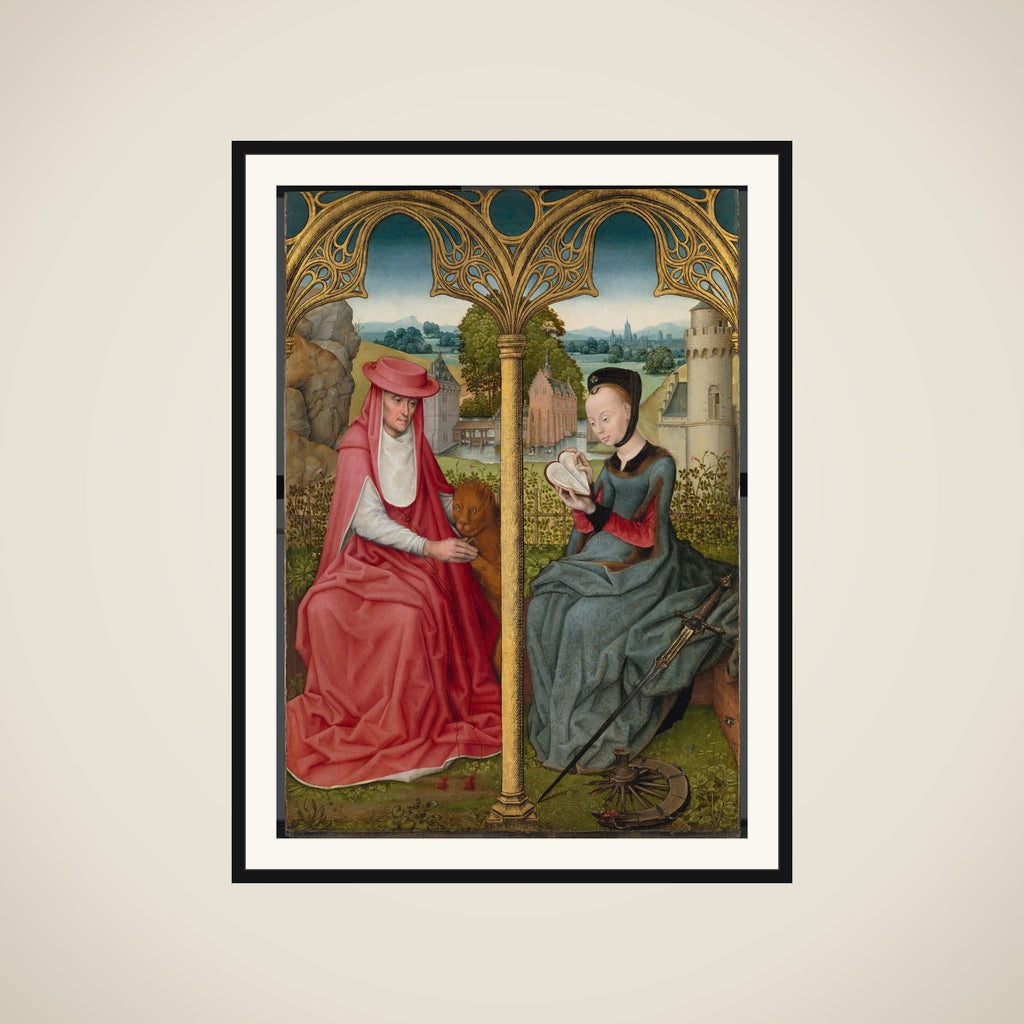 St Jerome and St Catherine of Alexandria, Bruges or Brussels, c. 1480-1490 framed