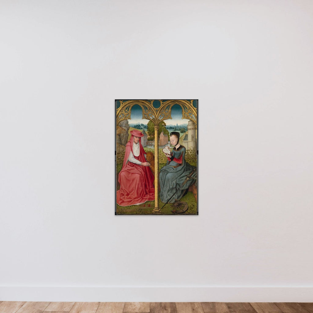 St Jerome and St Catherine of Alexandria, Bruges or Brussels, c. 1480-1490 unframed — shown to scale