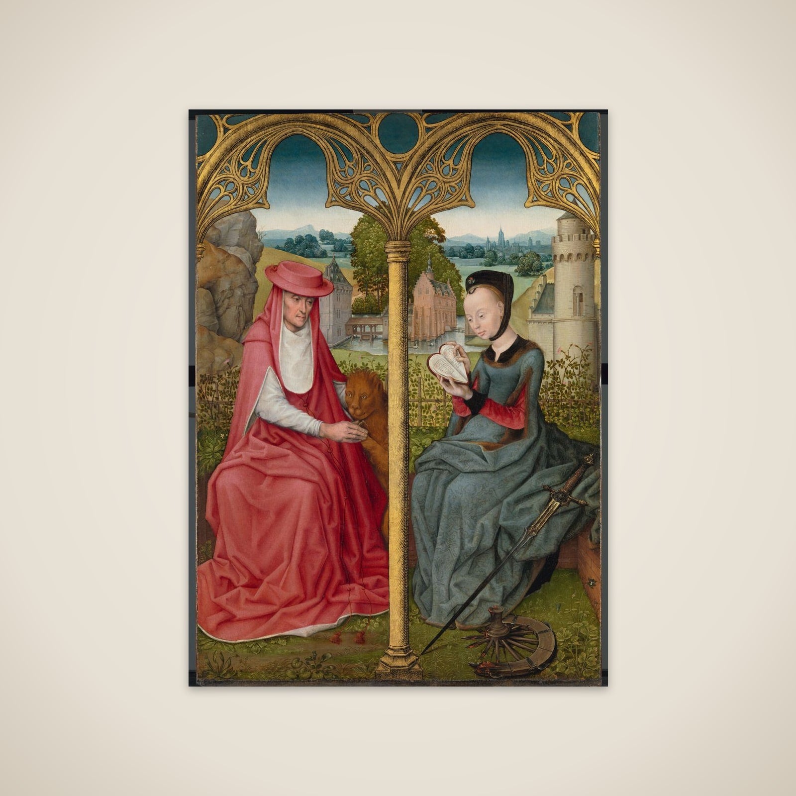St Jerome and St Catherine of Alexandria, Bruges or Brussels, c. 1480-1490 unframed print