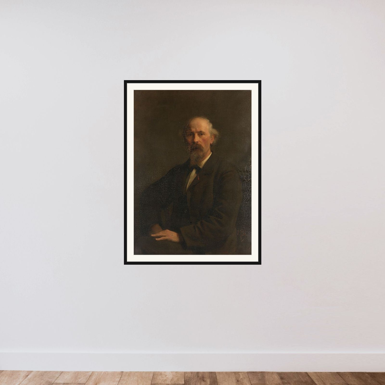 Portrait of Pieter Stortenbeker (1828-1898), kunstschilder framed — shown to scale