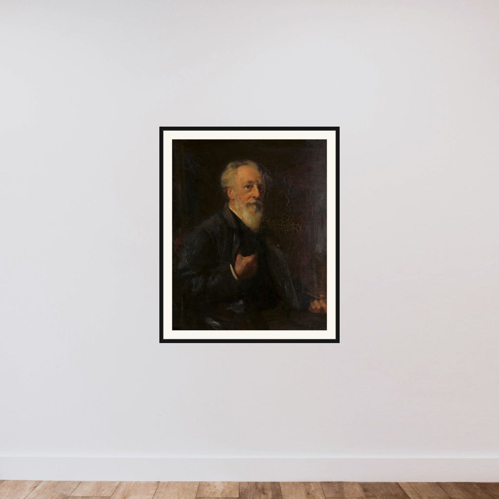 Portrait of J.A.B. Stroebel (1821-1905), kunstschilder framed — shown to scale