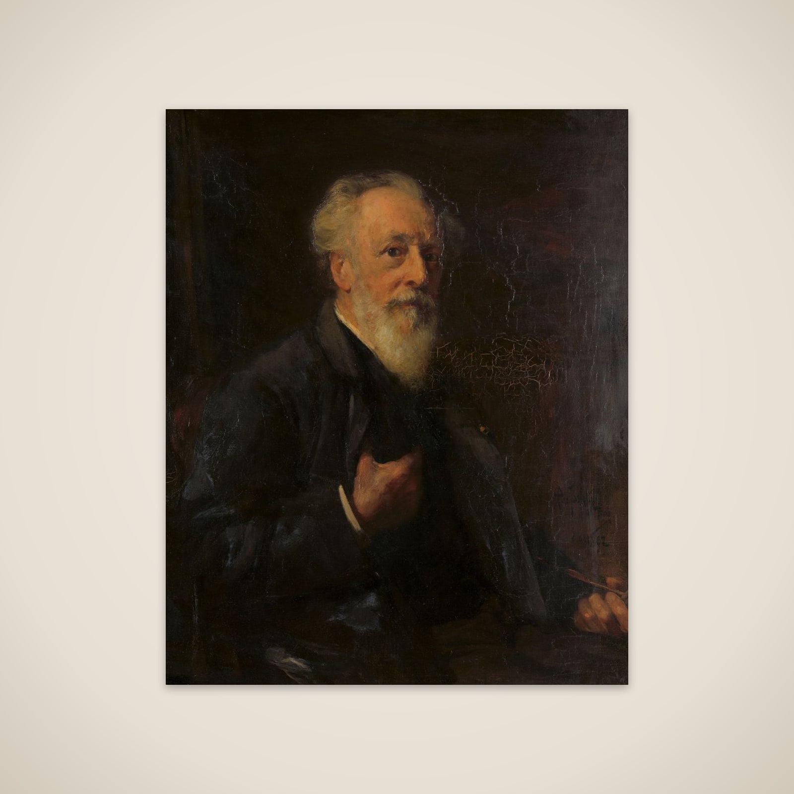 Portrait of J.A.B. Stroebel (1821-1905), kunstschilder unframed print