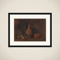 Still life with vier vruchten, glas en aardewerk framed