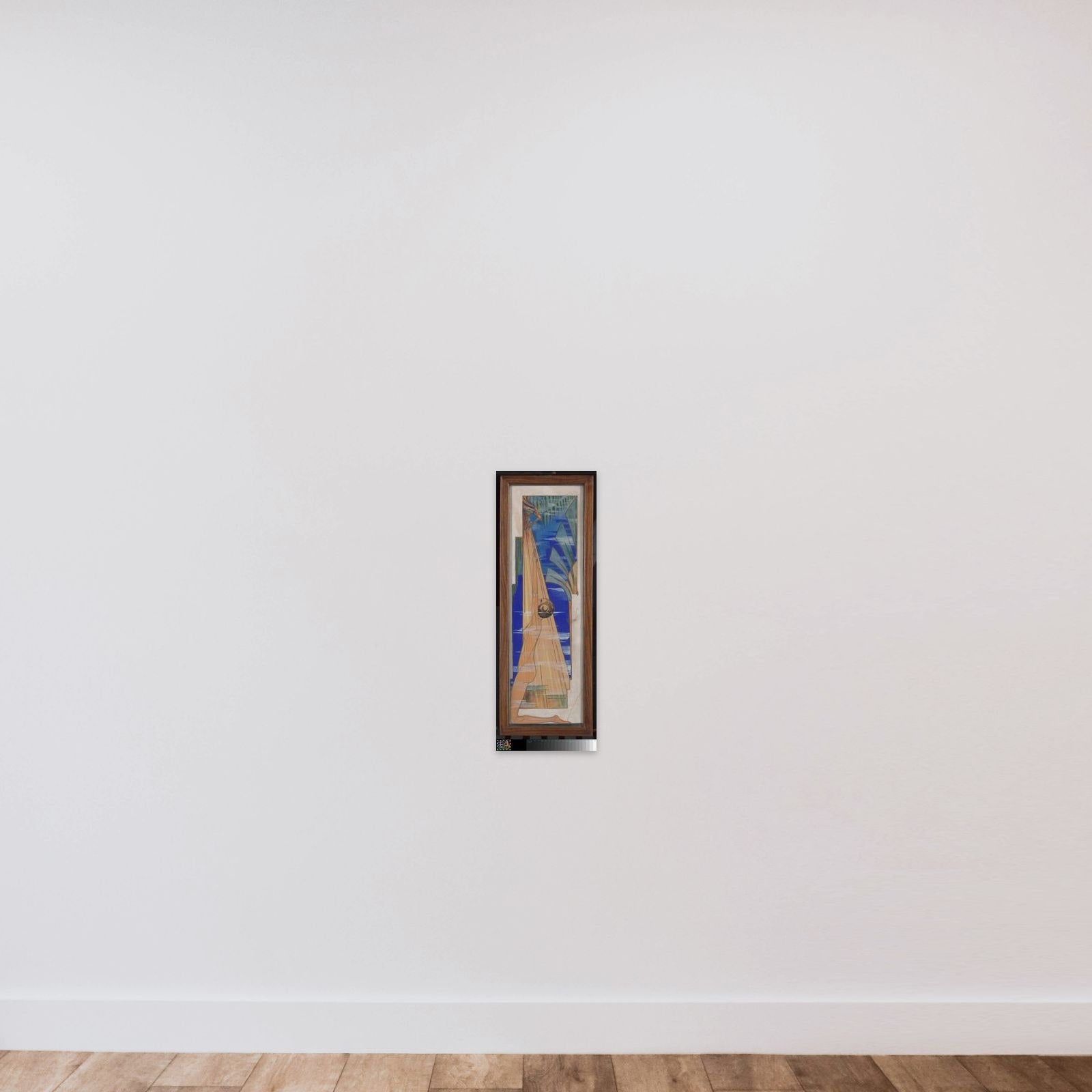 Schildering van een naakt vrouwfiguur op haar knieën unframed — shown to scale