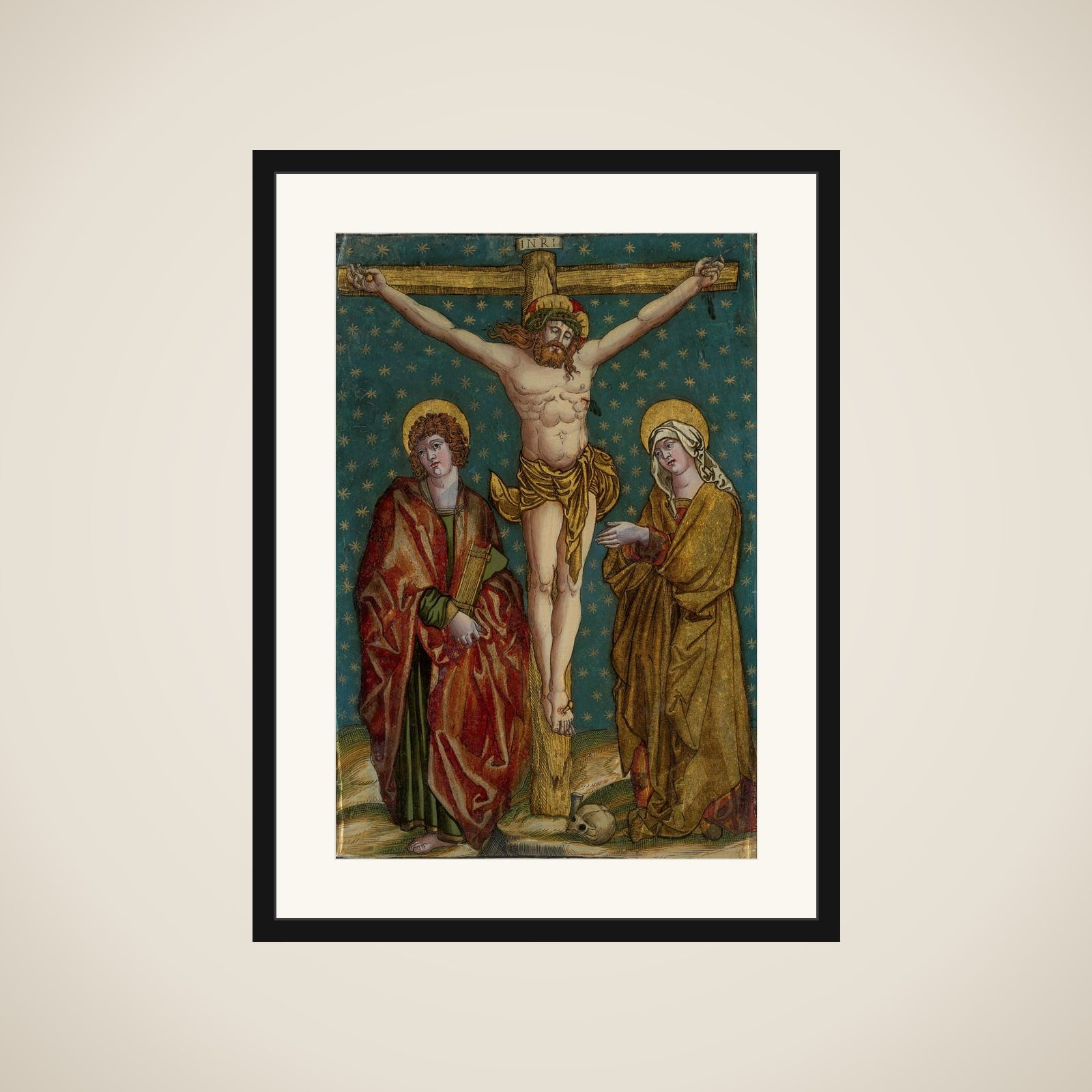 Crucifixion of Christ, with the Virgin and St John framed