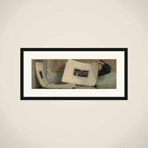 Anna Leafing Through a Portfolio of Prints framed