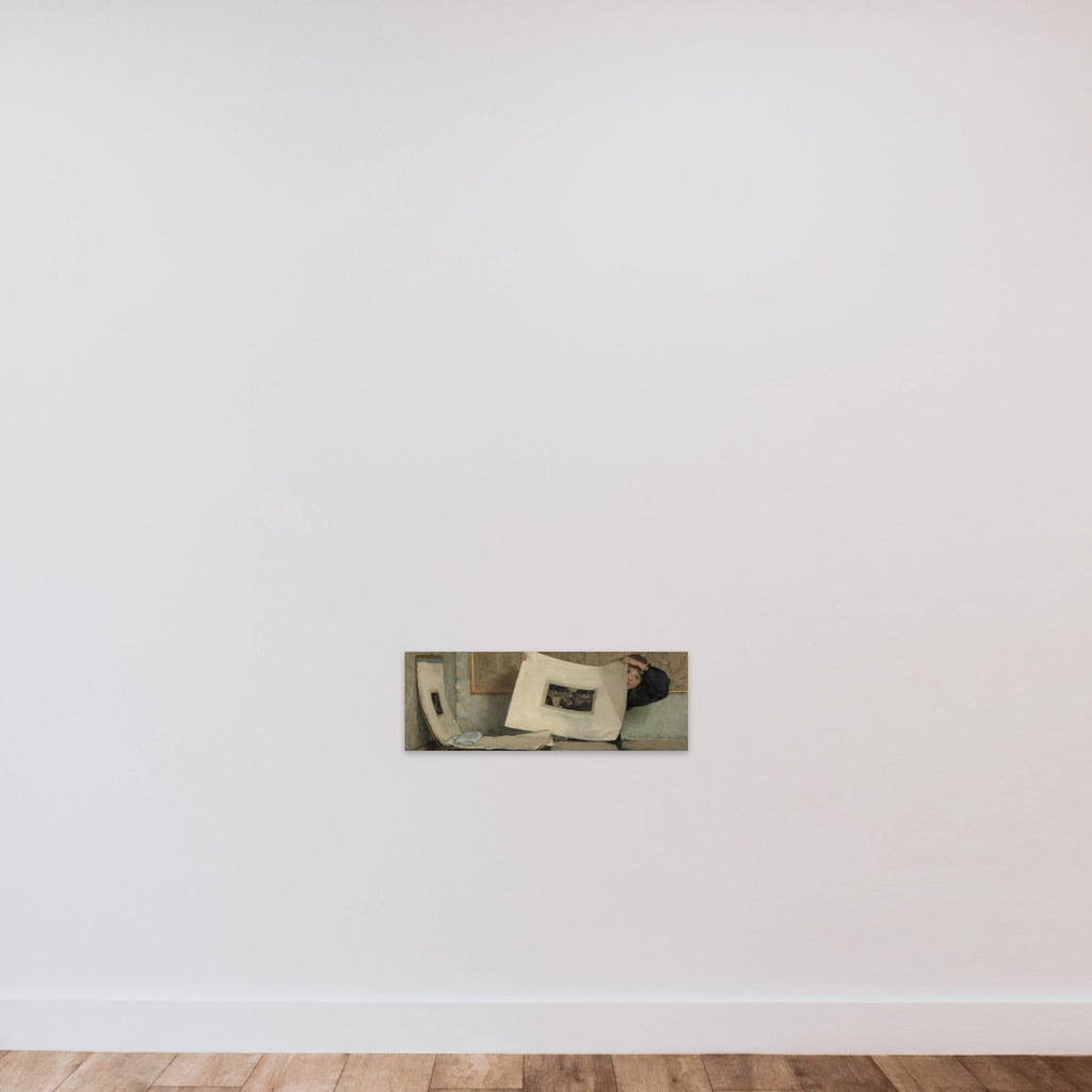 Anna Leafing Through a Portfolio of Prints unframed — shown to scale