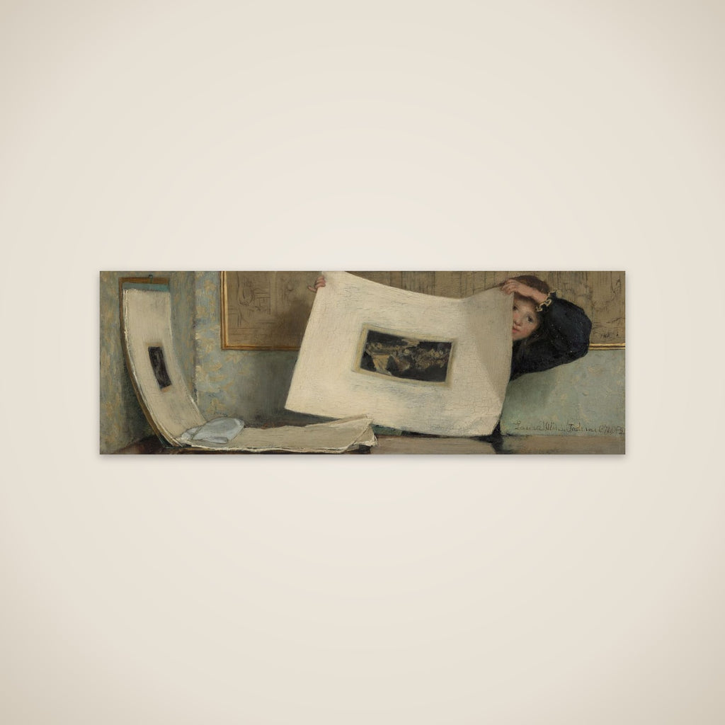 Anna Leafing Through a Portfolio of Prints unframed print