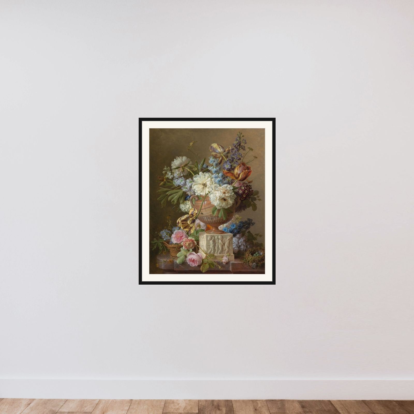 Flower Still-life with an Alabaster Vase framed — shown to scale