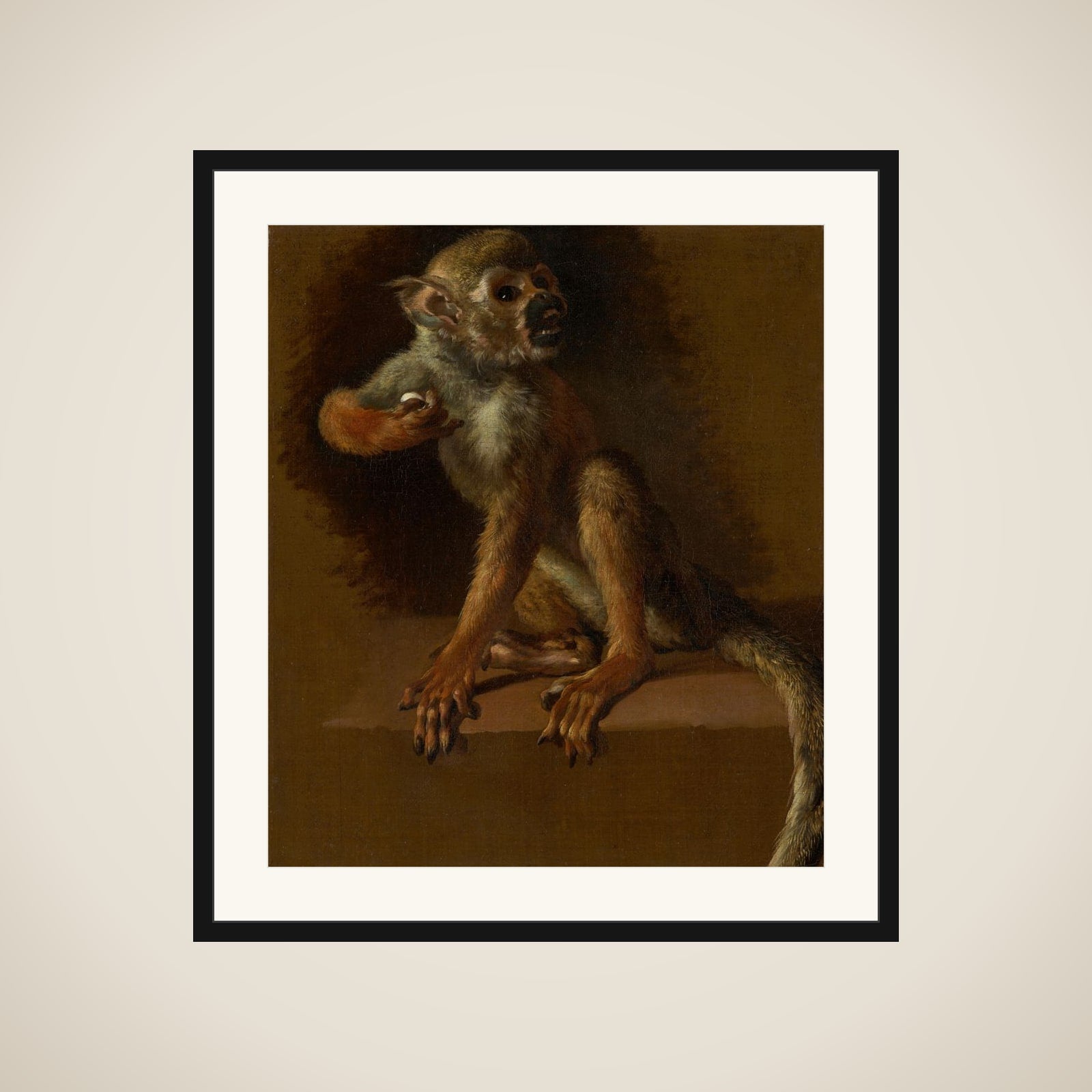 A Seated Monkey framed
