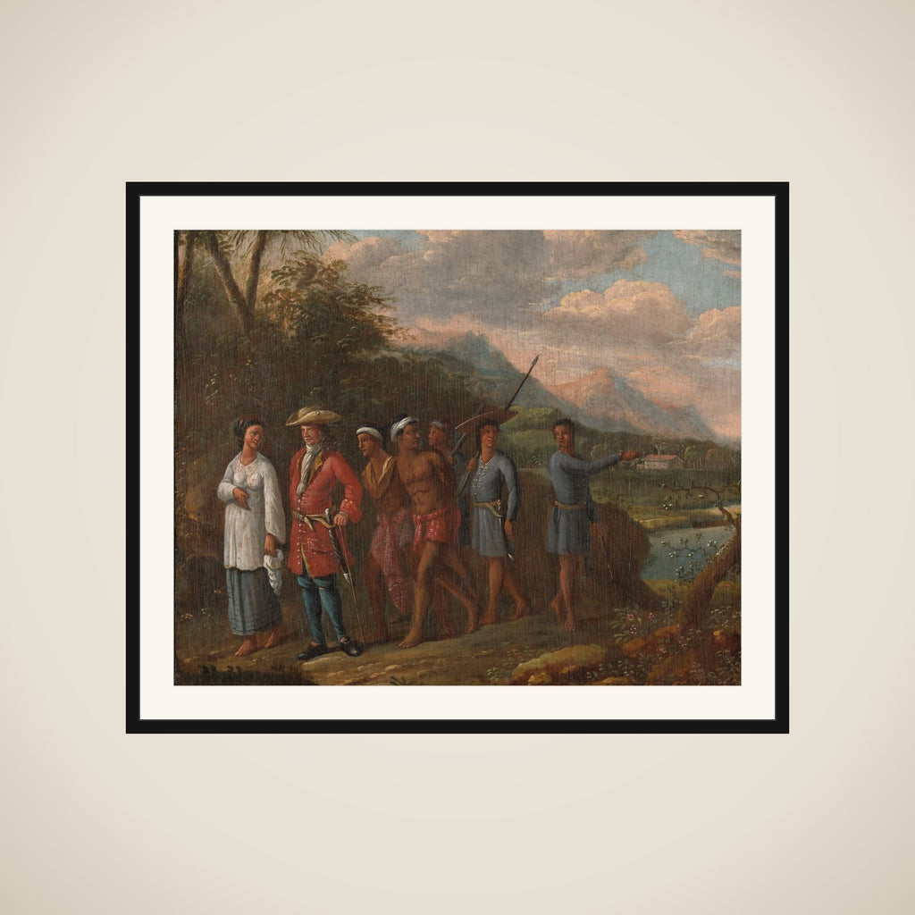 Dutch Merchant with Slaves in a East Indies Hills framed