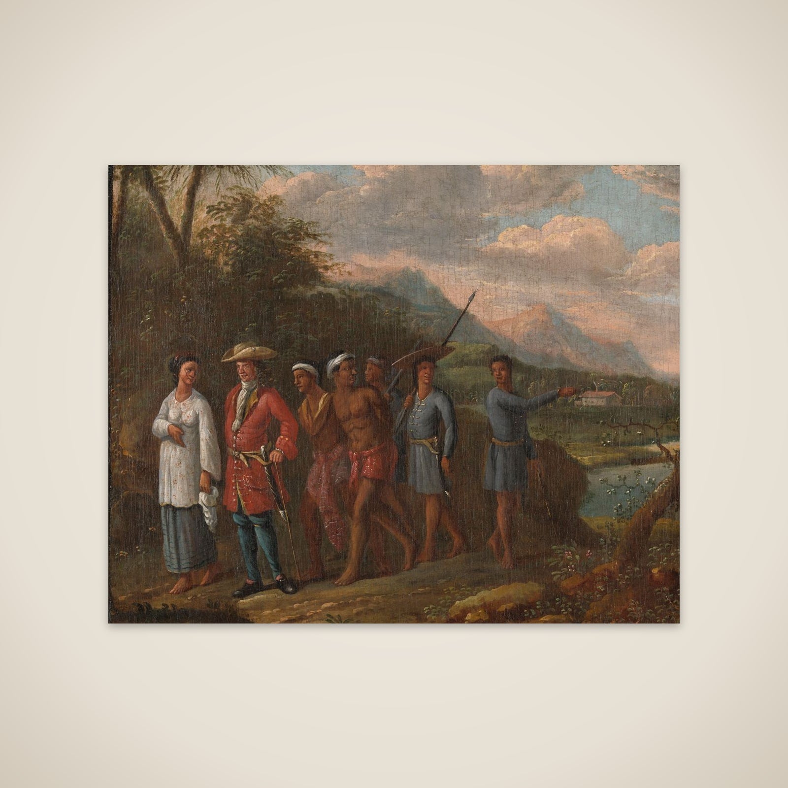 Dutch Merchant with Slaves in a East Indies Hills unframed print