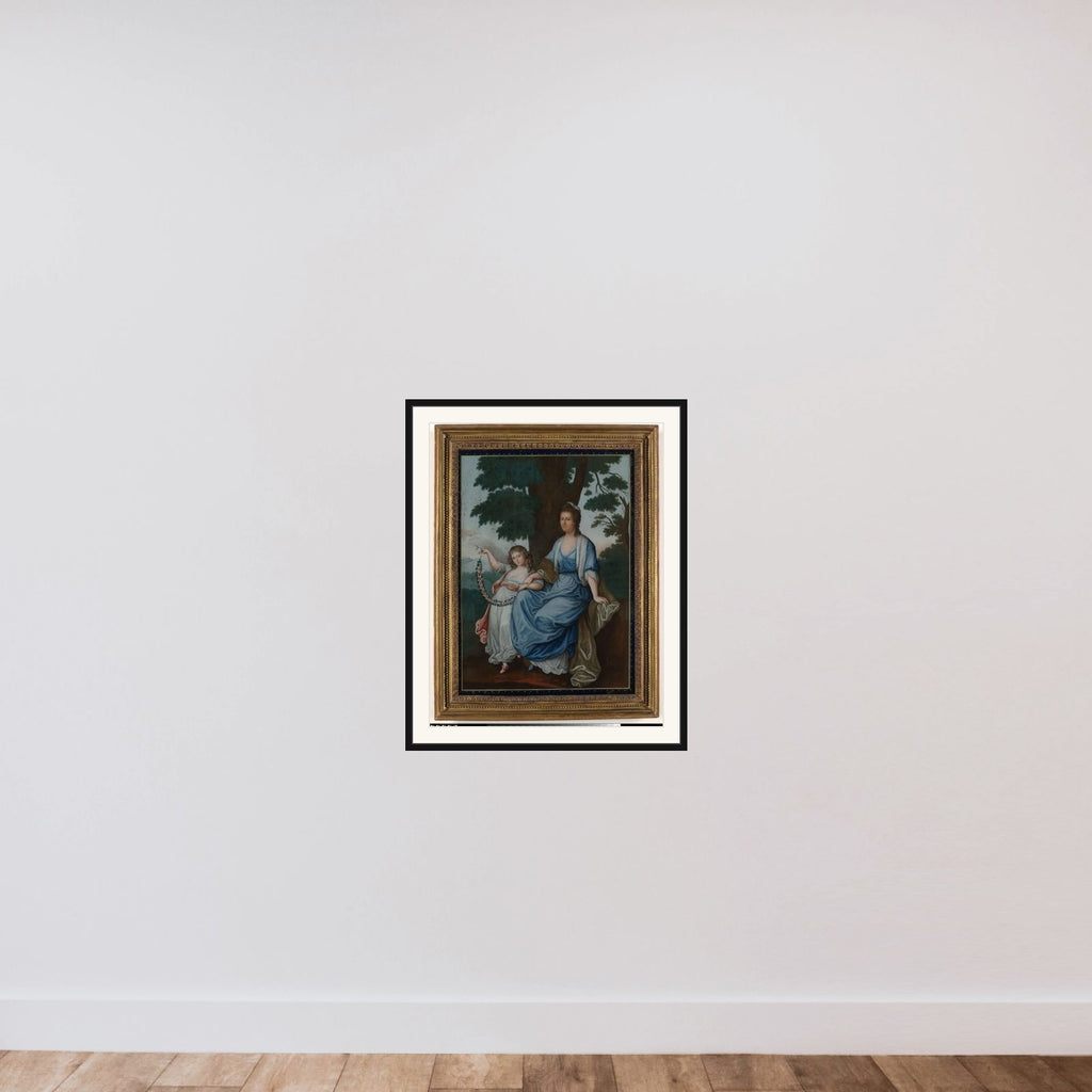 Portrait of Catharina Cornelia Geertruida van Braam Houckgeest, née Van Reede van Oudtshoorn, and her daughter Françoise framed — shown to scale