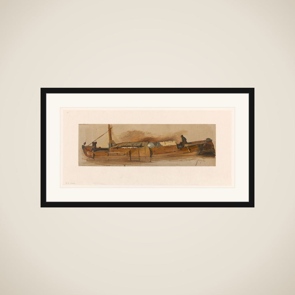 Lange schuit met schipper framed