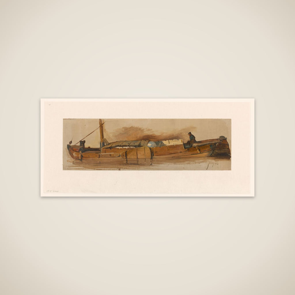 Lange schuit met schipper unframed print