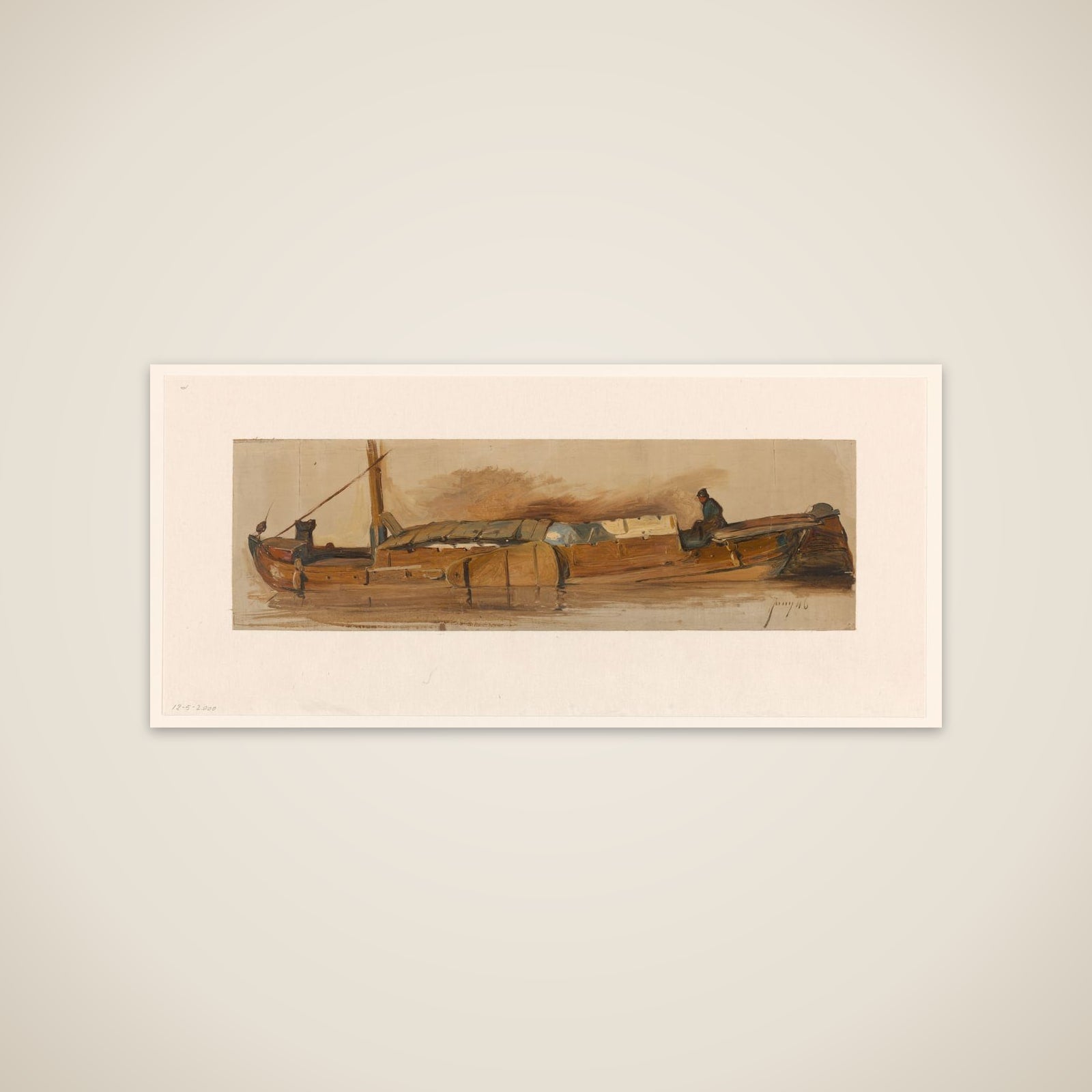 Lange schuit met schipper unframed print