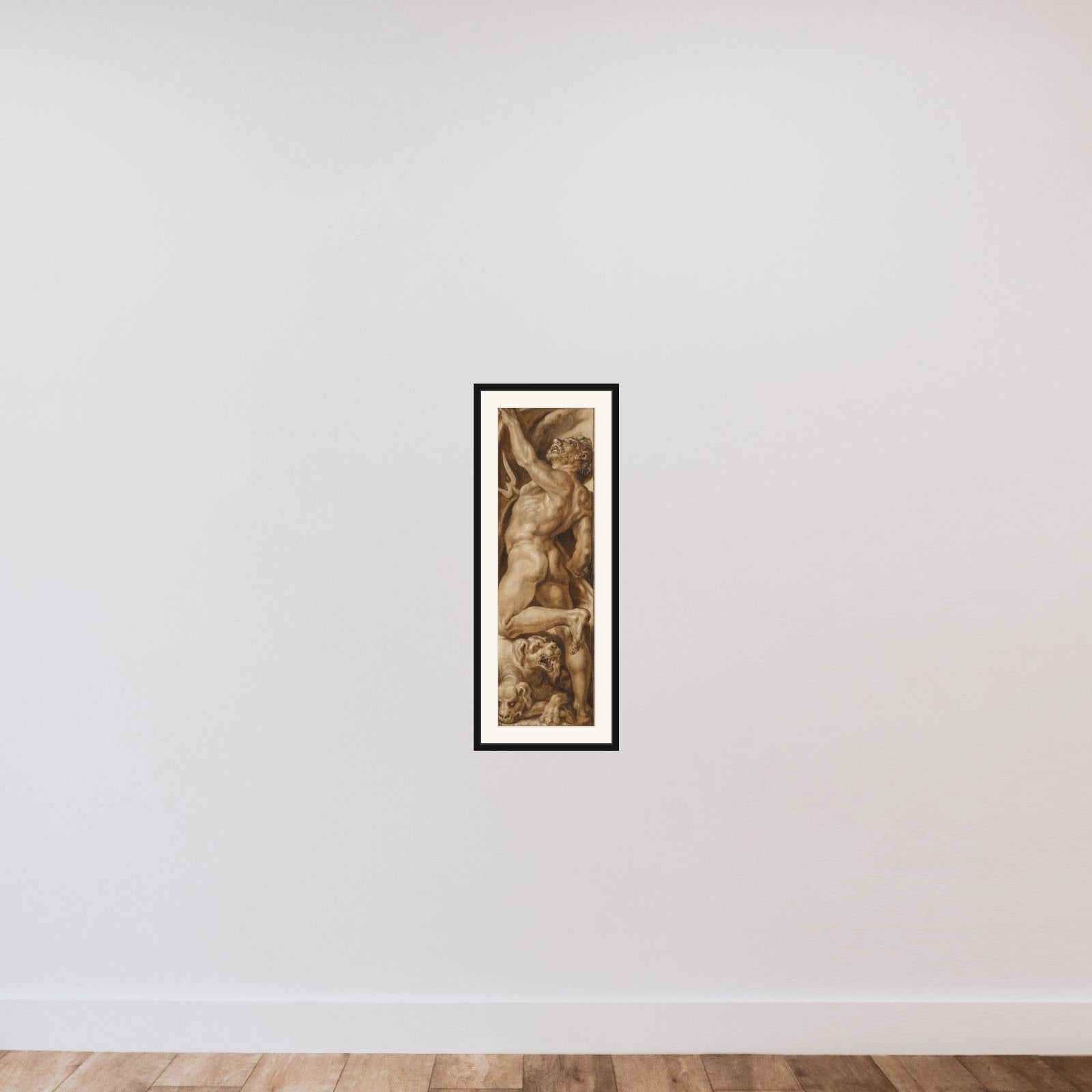 Triumph over Evil: Samson Rending the Lion | Pluto and Cerberus framed — shown to scale