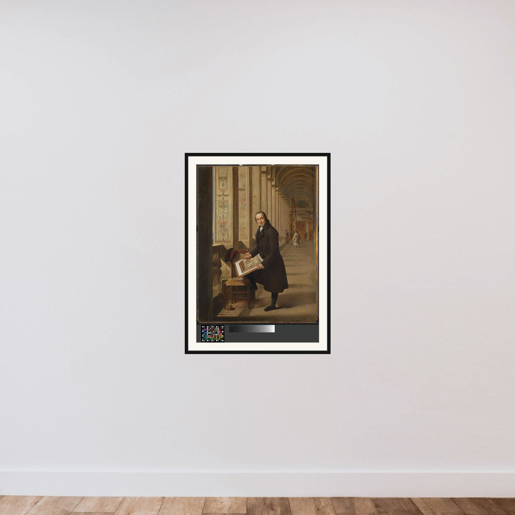 Portrait of Joseph-Charles de Meulemeester in the Loggia of the Vatican framed — shown to scale