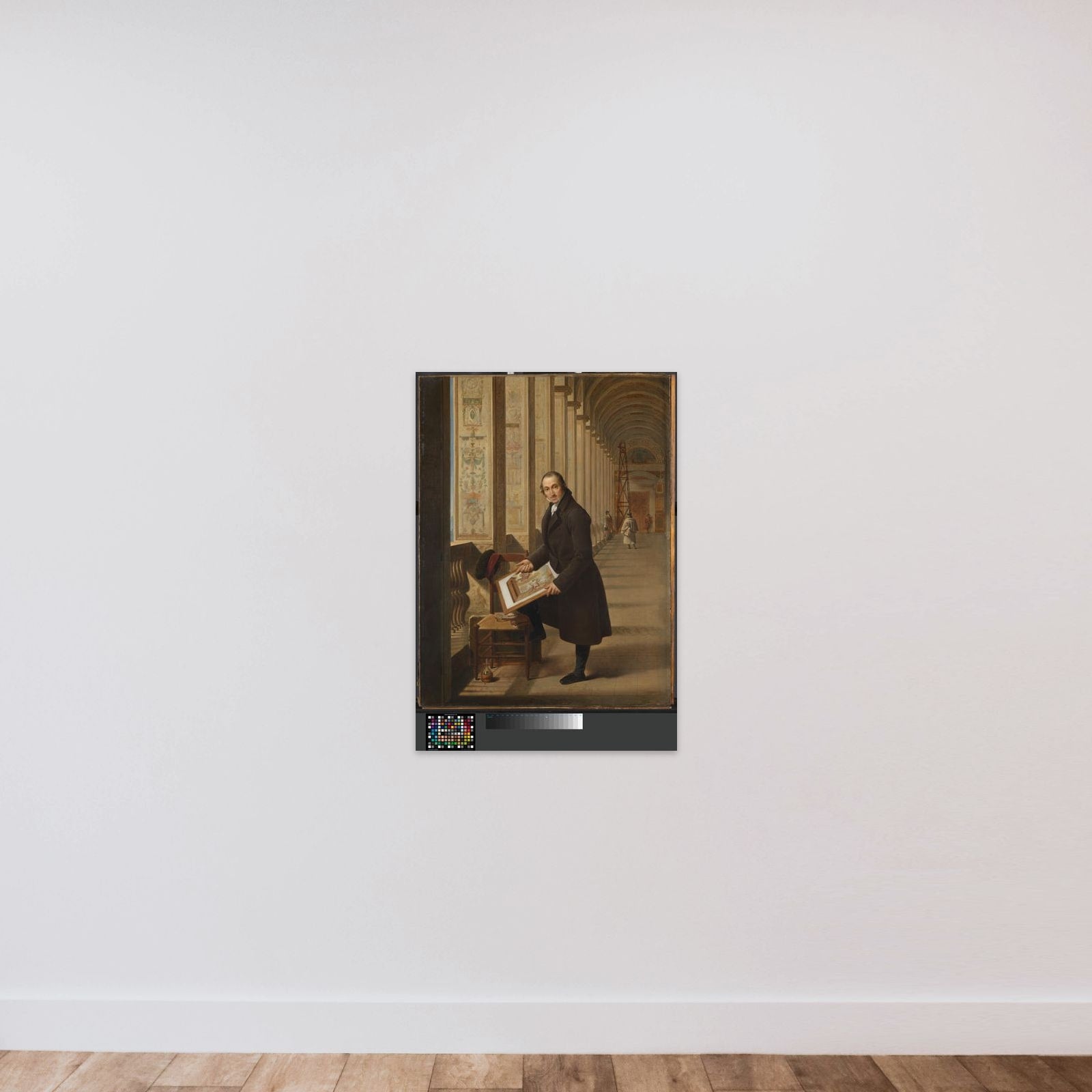 Portrait of Joseph-Charles de Meulemeester in the Loggia of the Vatican unframed — shown to scale
