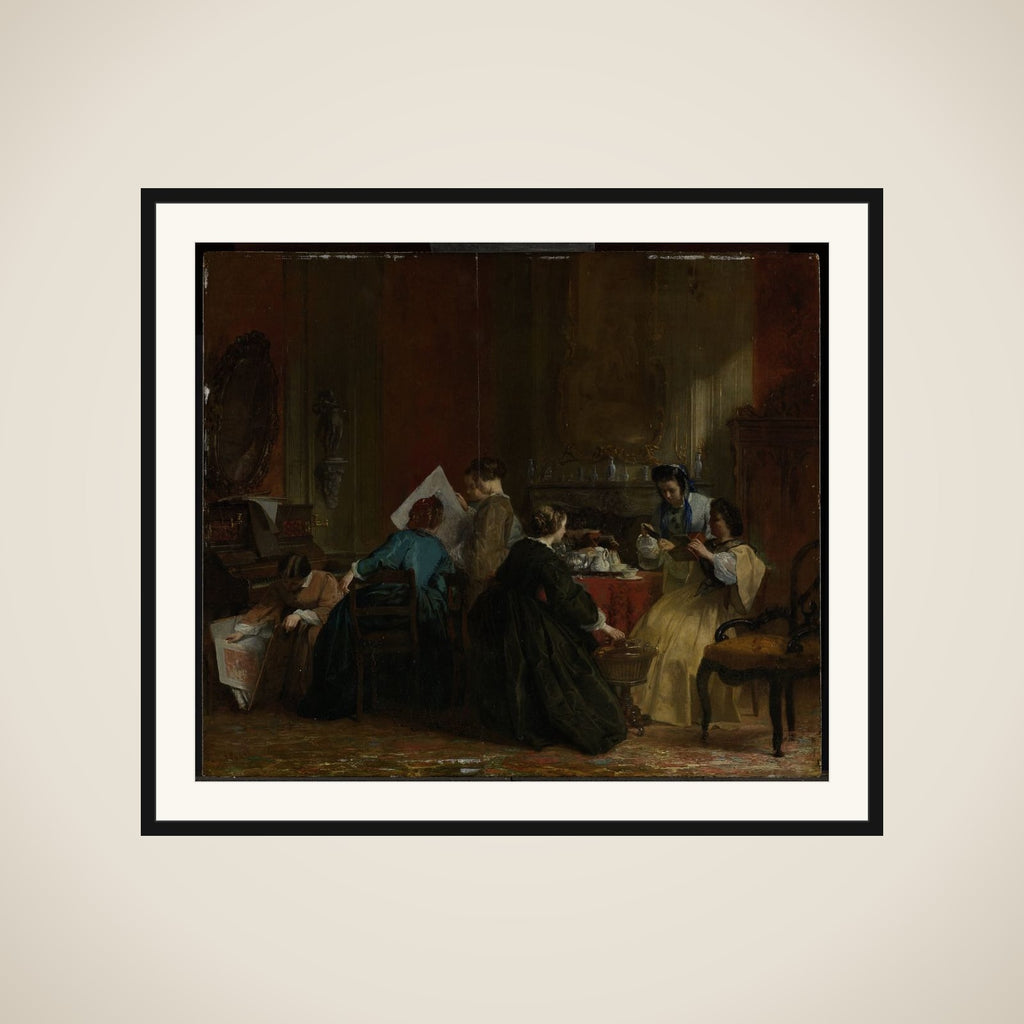 Group of Women Looking at Stereoscope Photographs framed