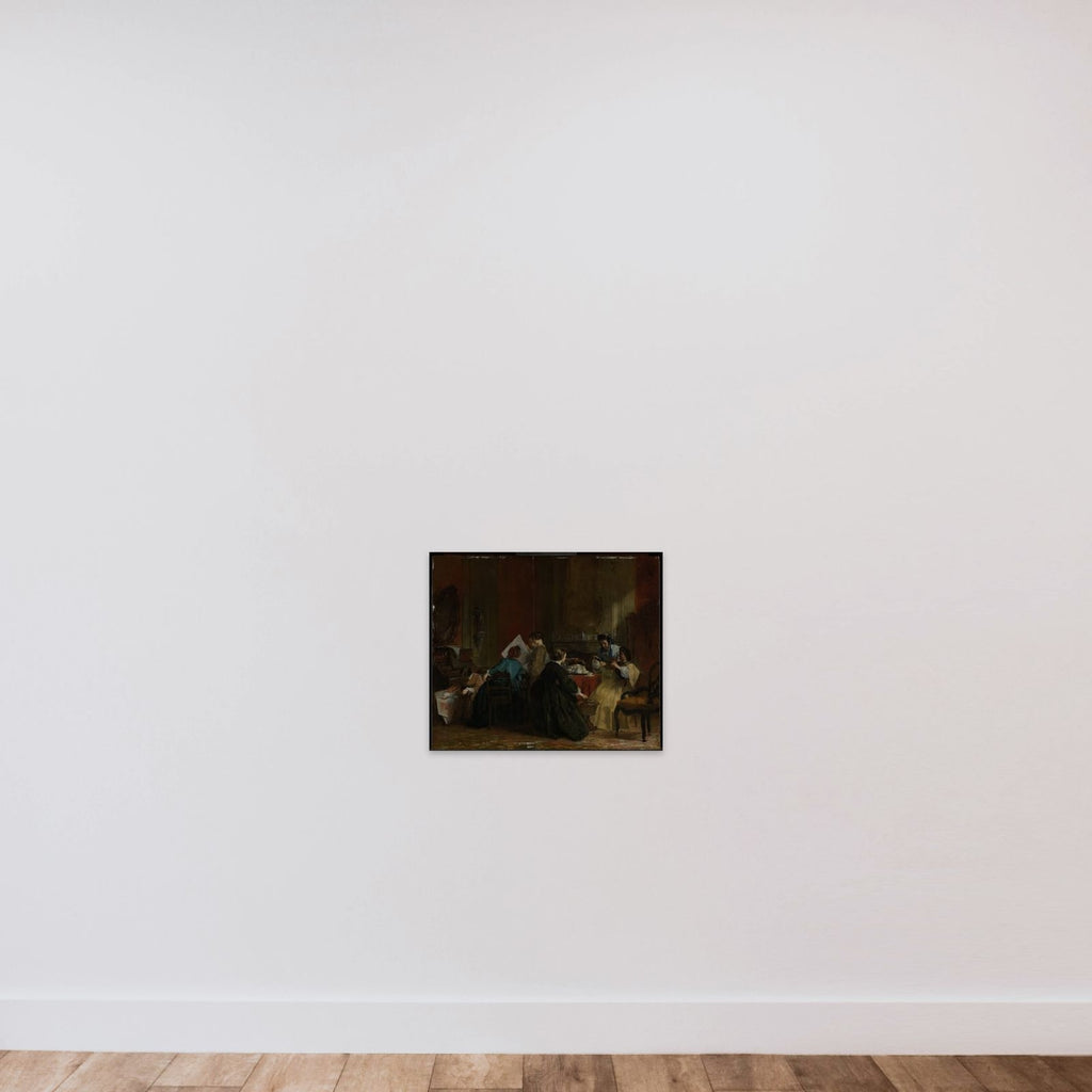 Group of Women Looking at Stereoscope Photographs unframed — shown to scale