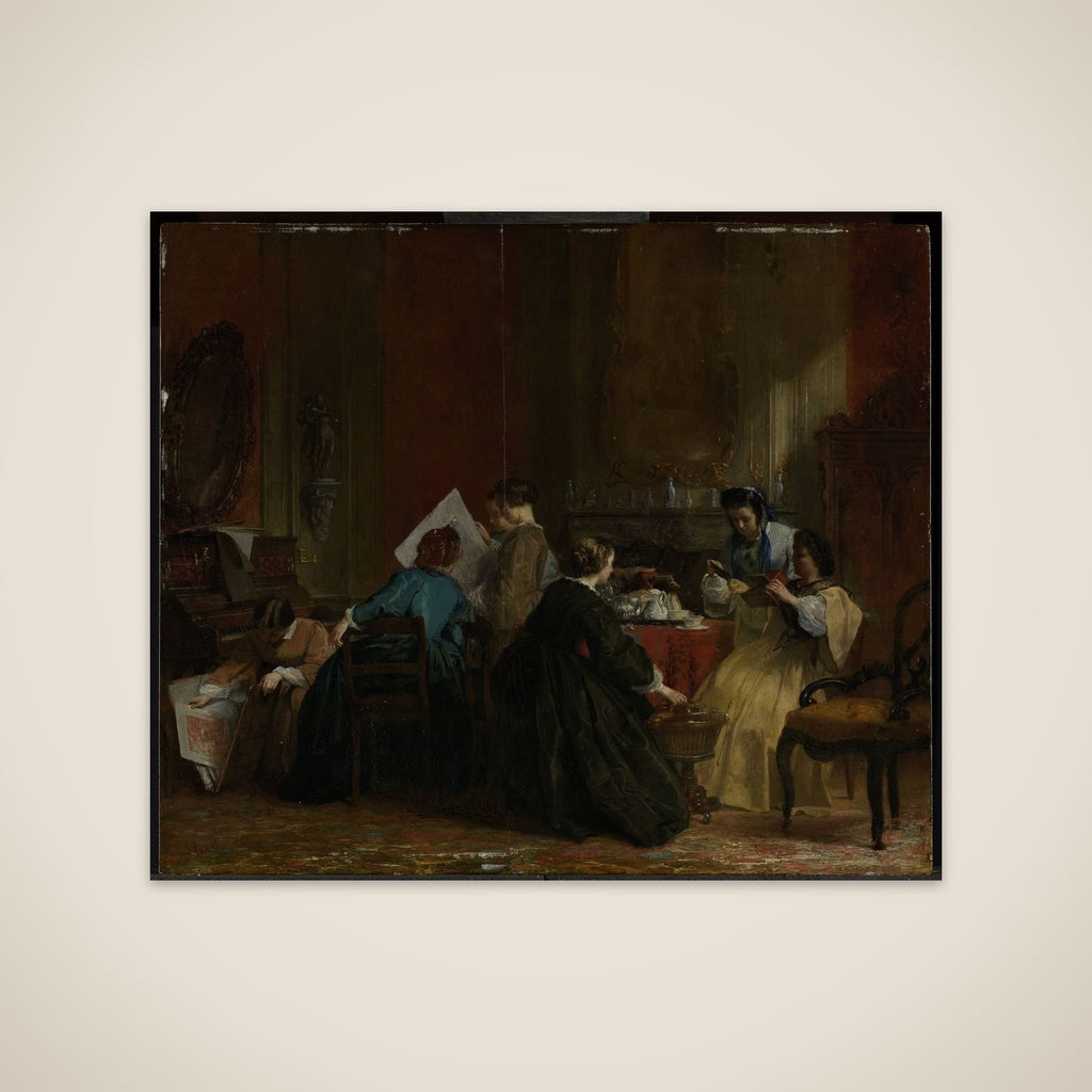 Group of Women Looking at Stereoscope Photographs unframed print