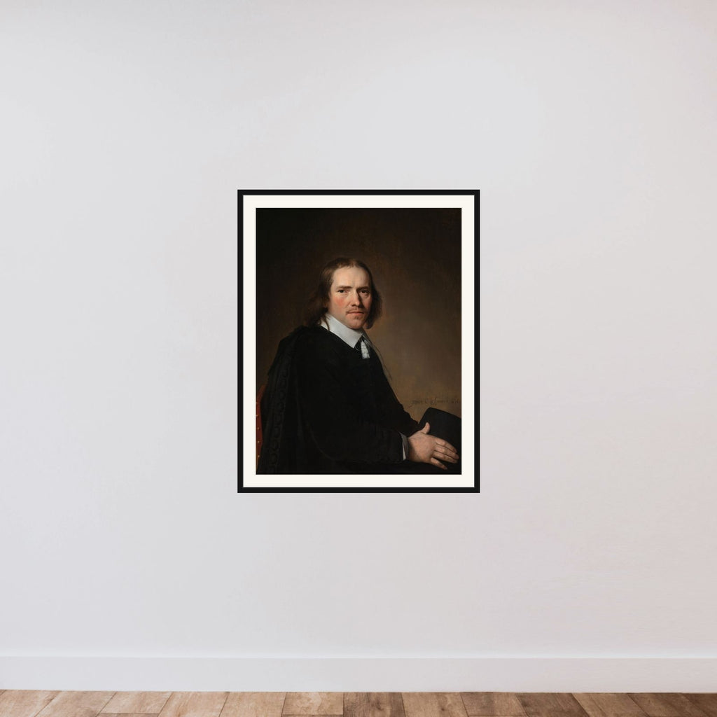 Portrait of Dirck, Johannes, or Jacobus Wallis framed — shown to scale