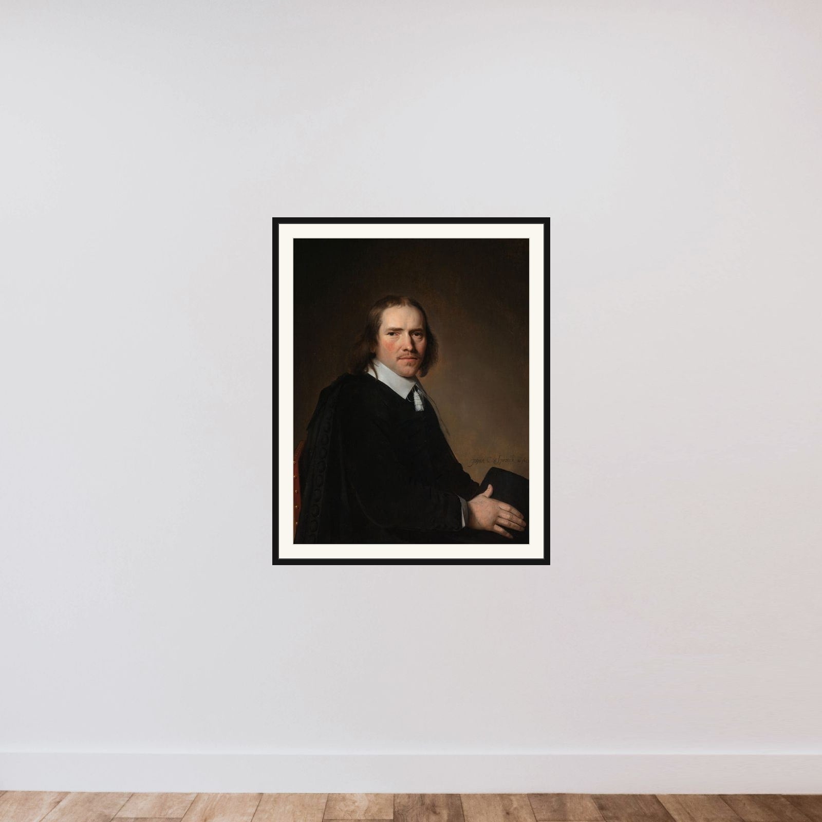 Portrait of Dirck, Johannes, or Jacobus Wallis framed — shown to scale