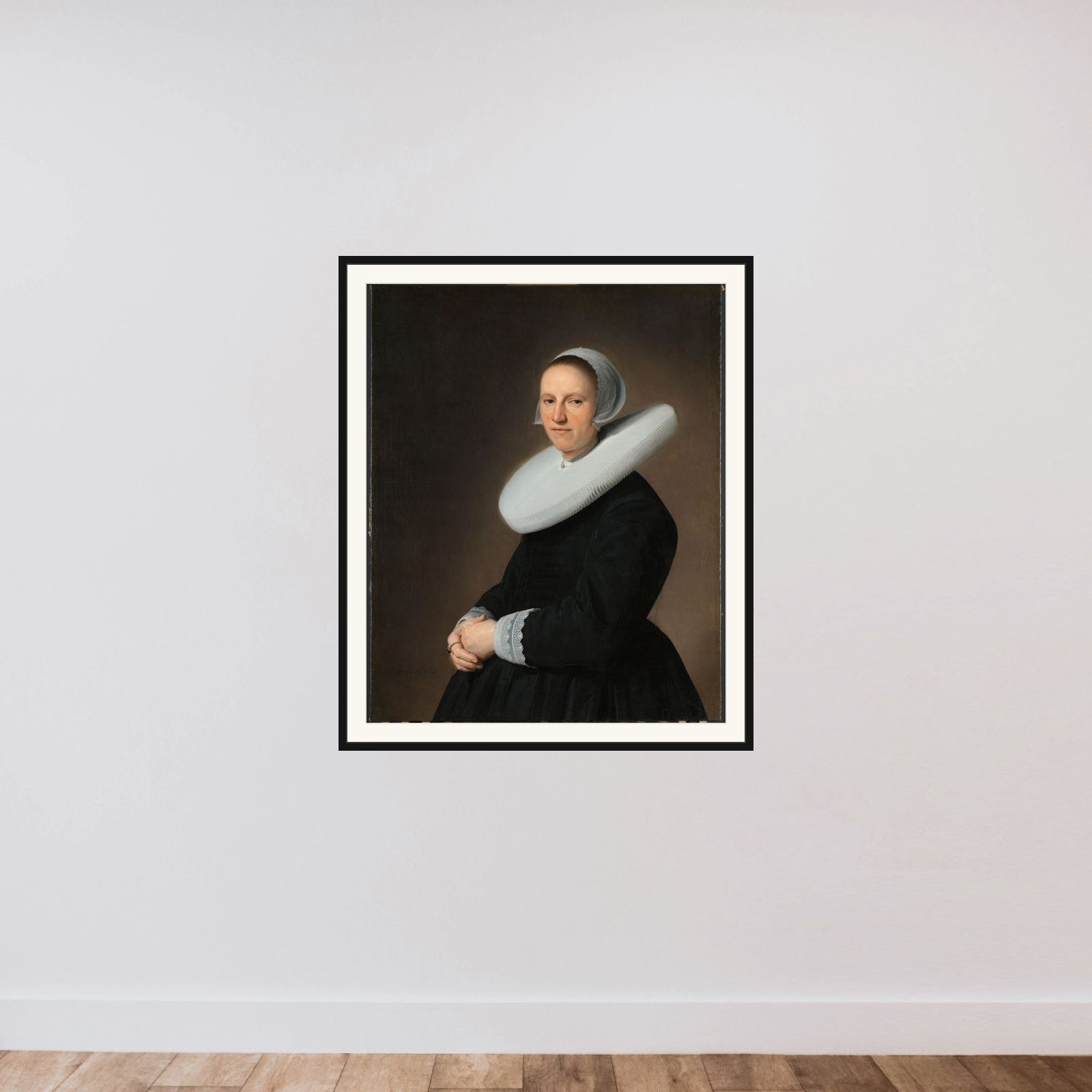 Portrait of Adriana Croes (1599-1656) framed — shown to scale