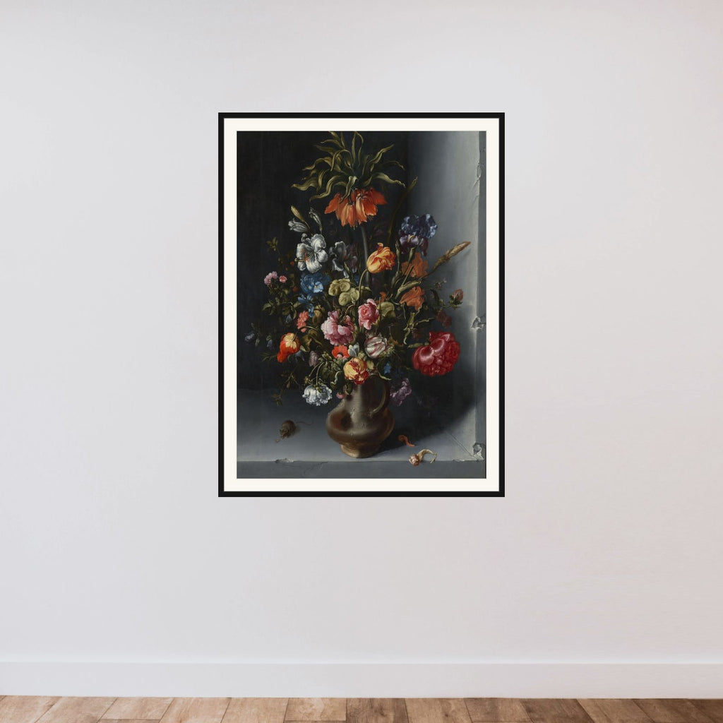 Flower Still Life with a Crown Imperial Fritillary in a Stone Niche framed — shown to scale