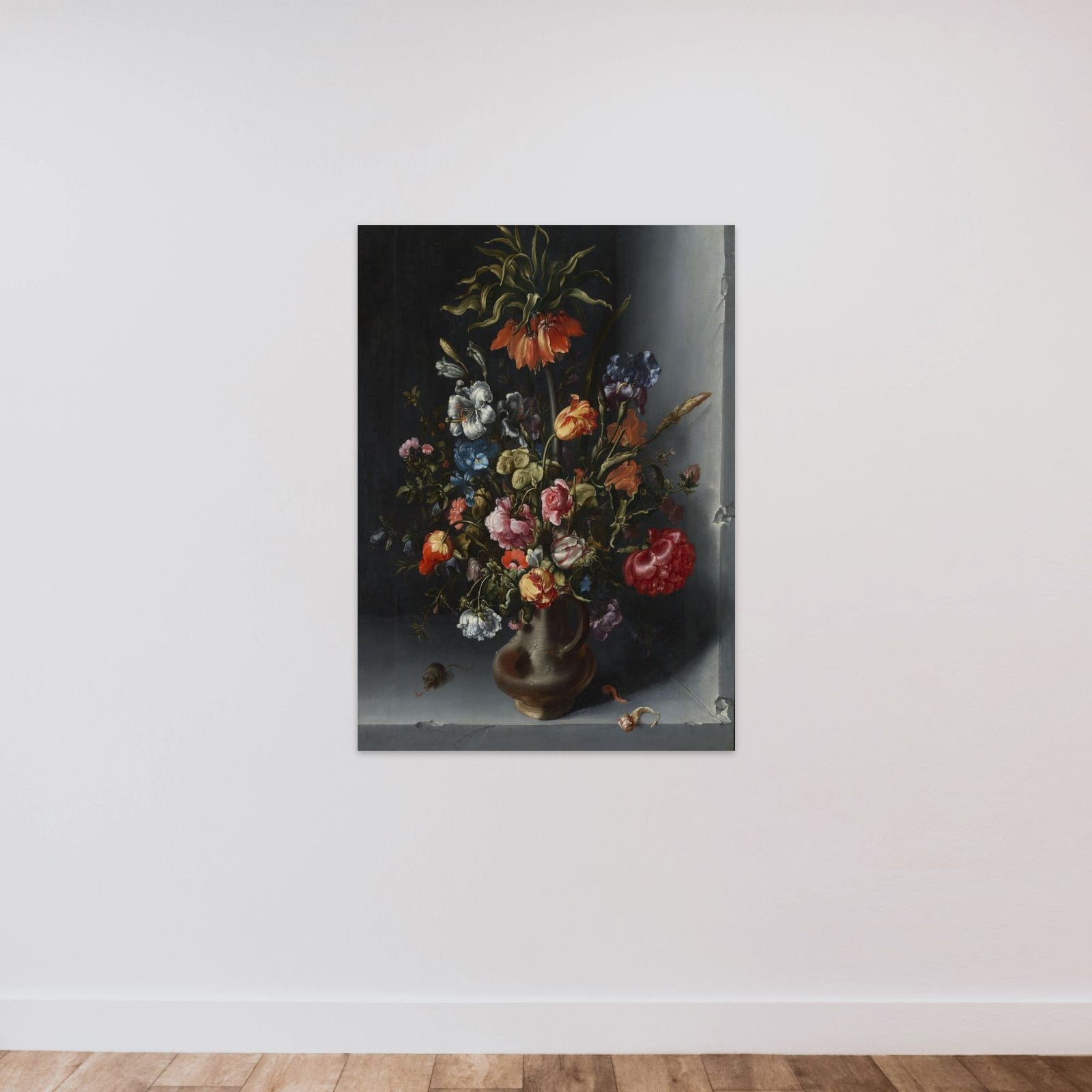 Flower Still Life with a Crown Imperial Fritillary in a Stone Niche unframed — shown to scale