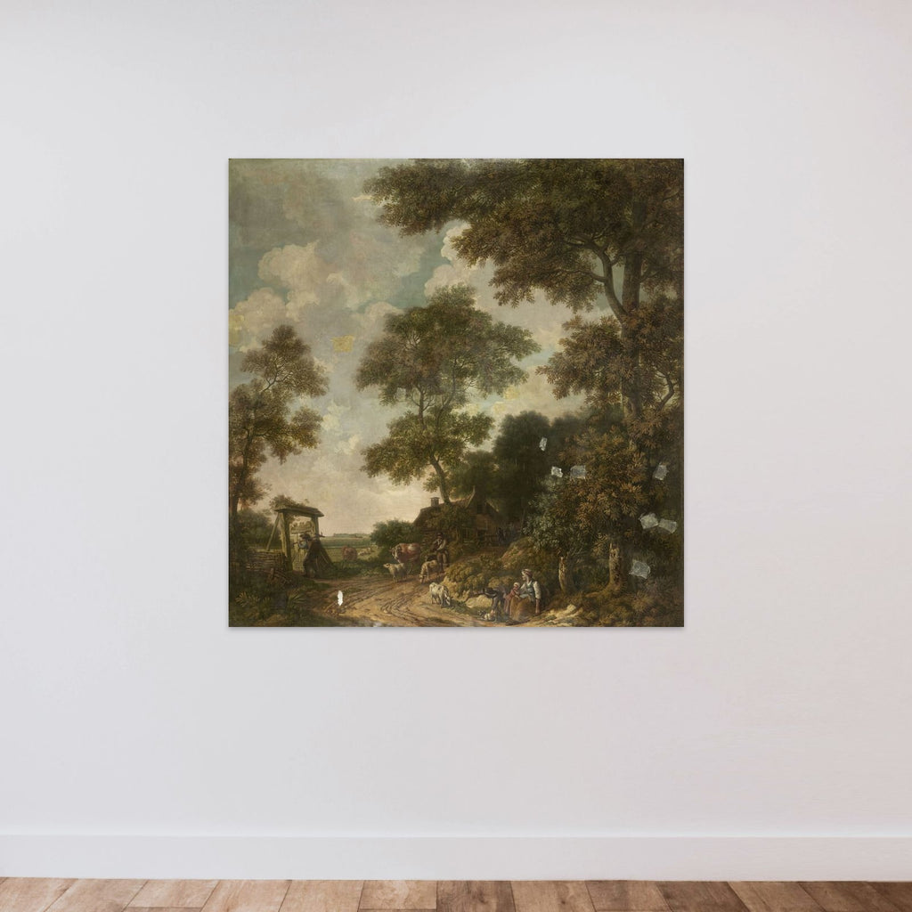 Behangselschildering van een Hollands landschap with een zandweg unframed — shown to scale