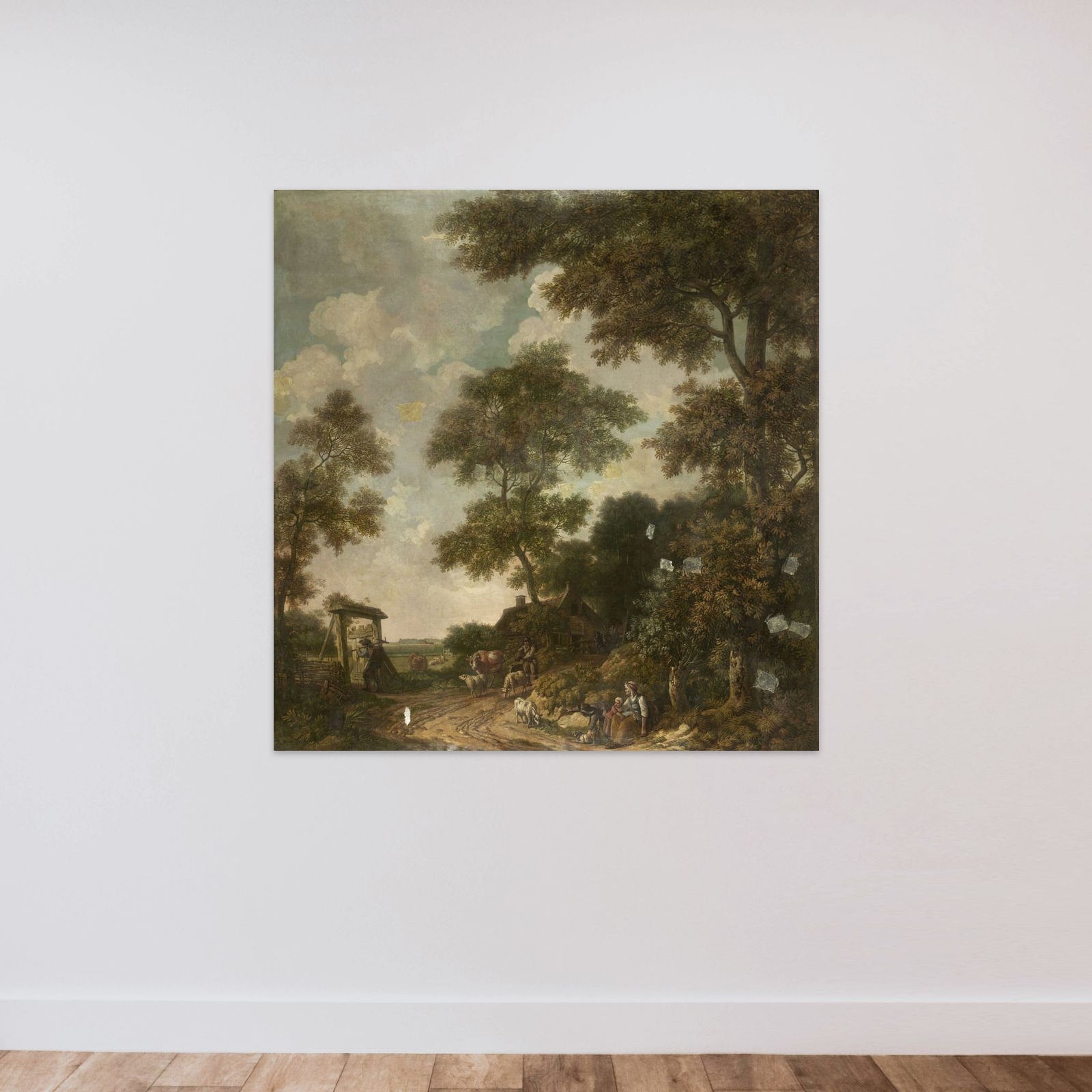 Behangselschildering van een Hollands landschap with een zandweg unframed — shown to scale