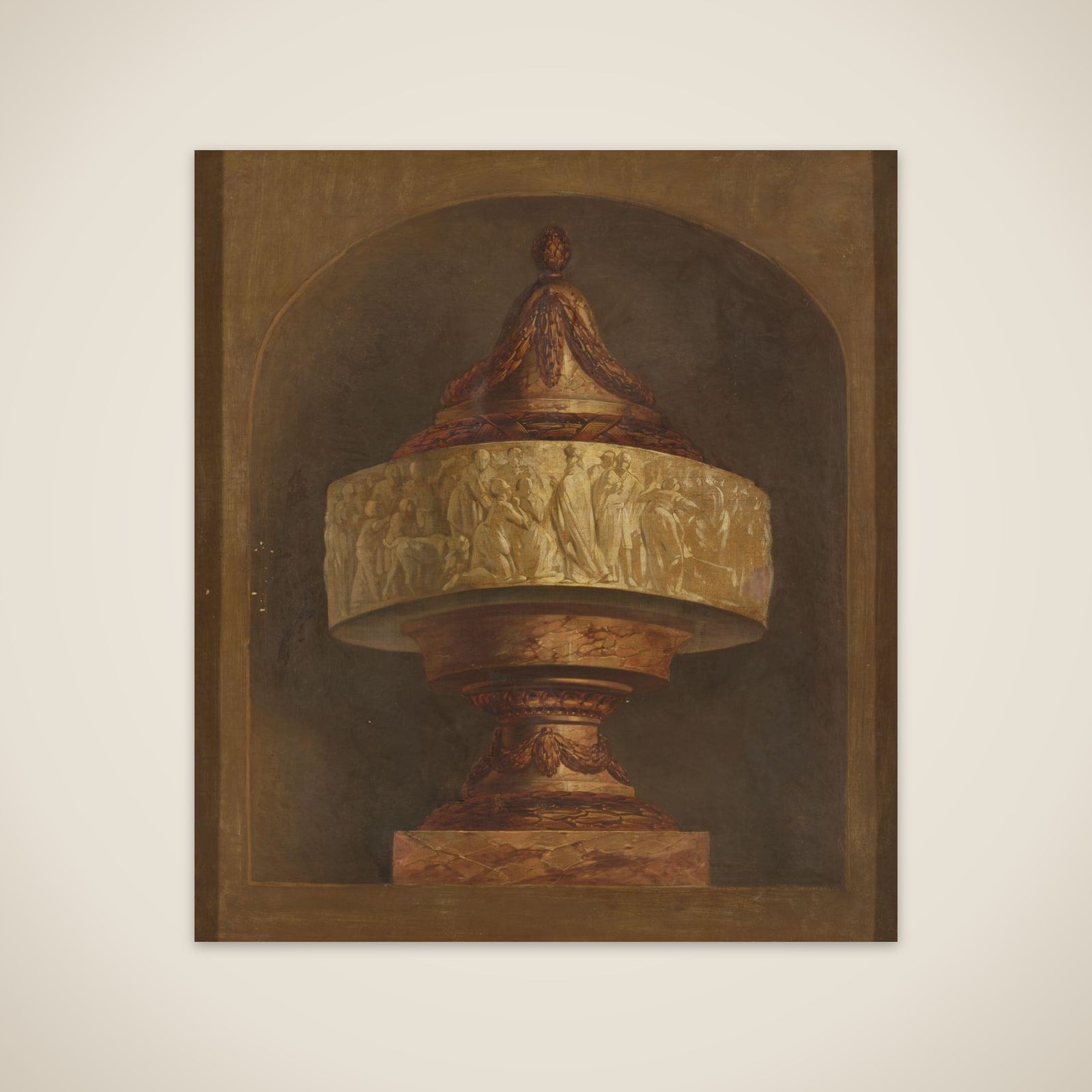 Behangselschildering met siervaas unframed print