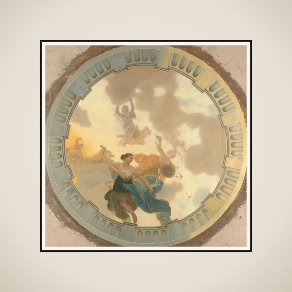 Part (central part) of a ceiling decoration with Diana and her companions as the principal representation framed