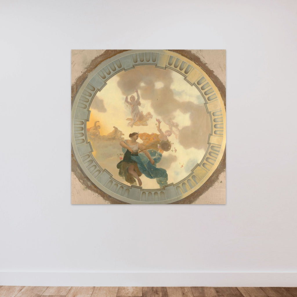Part (central part) of a ceiling decoration with Diana and her companions as the principal representation unframed — shown to scale