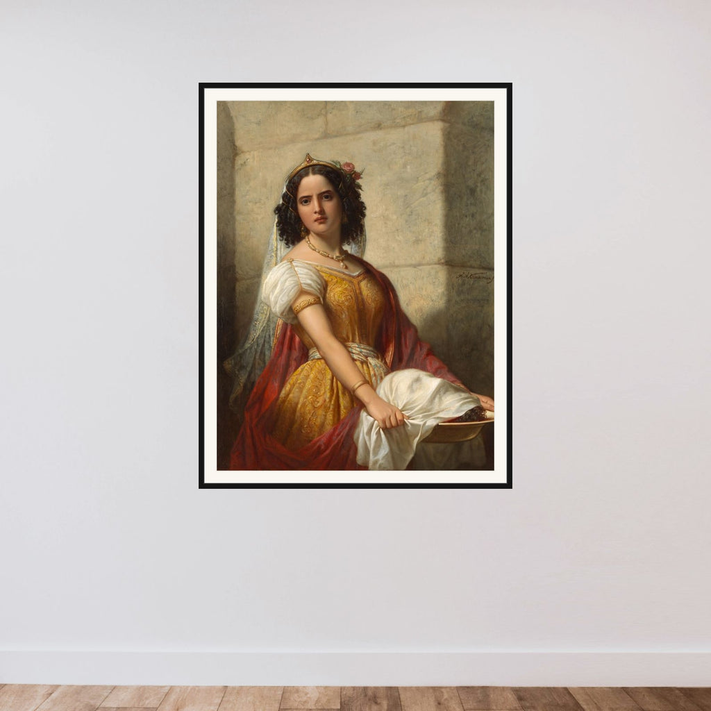 Salome with the Head of John the Baptist framed — shown to scale